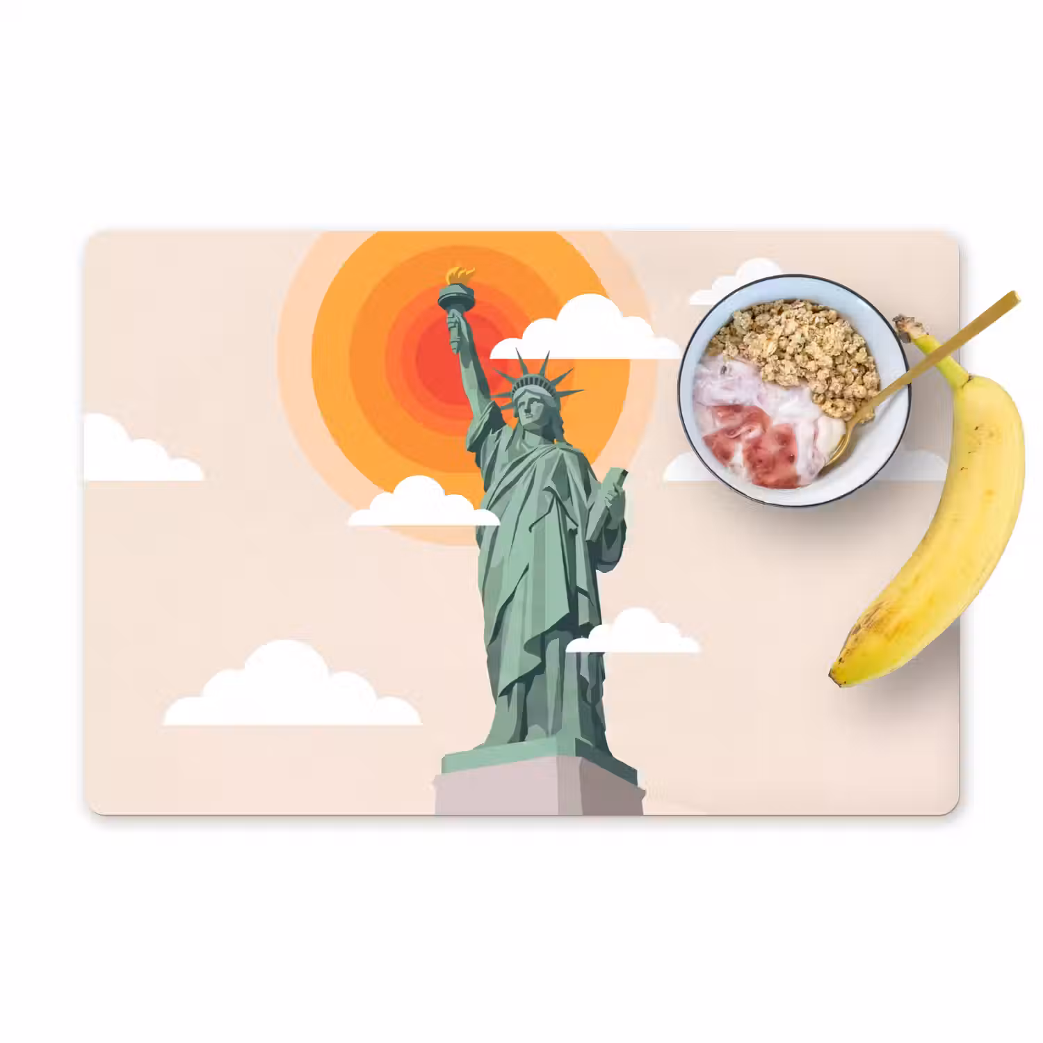 Vrijheidsbeeld - New York - Zon - Modern Placemat vinyl groot -zzzproduct_Kitchenyeah-website