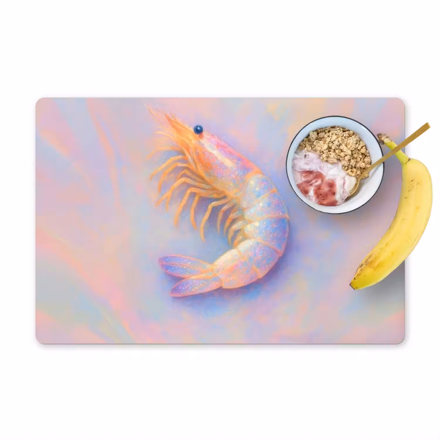 Garnaal - Subtiele structuur - Blauw - Roze Placemat vinyl groot -zzzproduct_Kitchenyeah-website