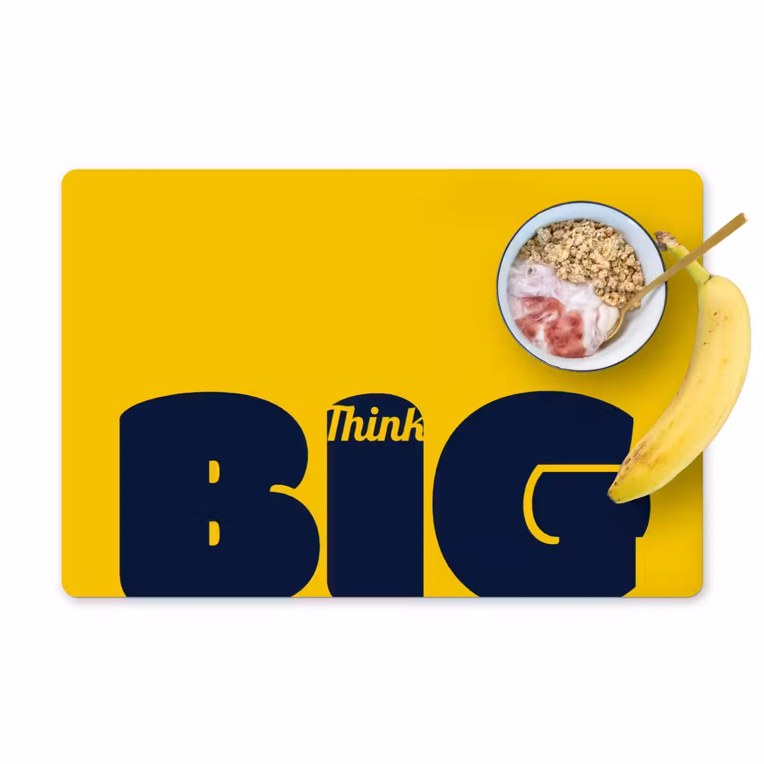Geel - Think big - Grafisch Placemat vinyl groot -zzzproduct_Kitchenyeah-website