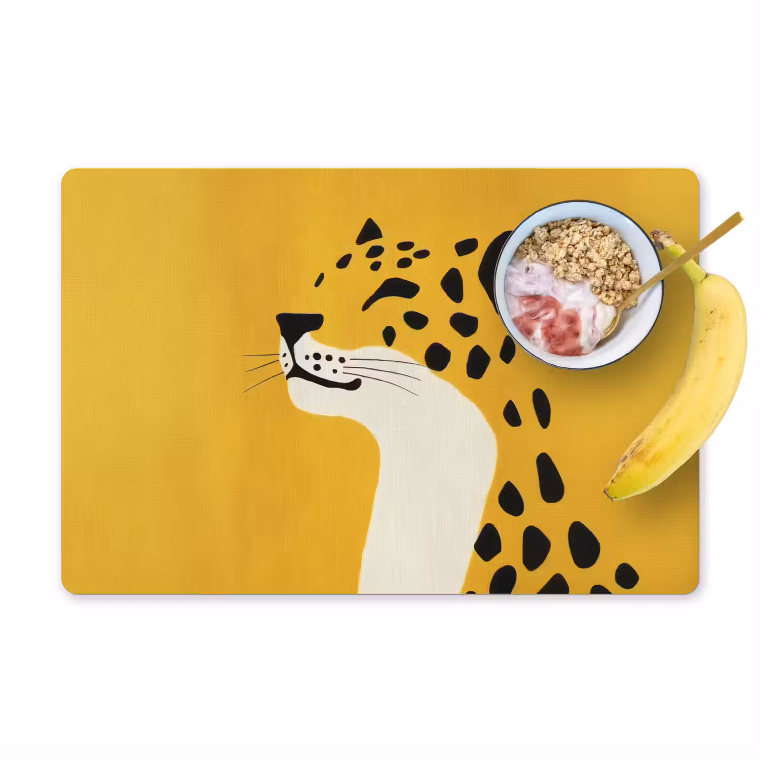 Cheetah - Illustratie - Geel Placemat vinyl groot -zzzproduct_Kitchenyeah-website