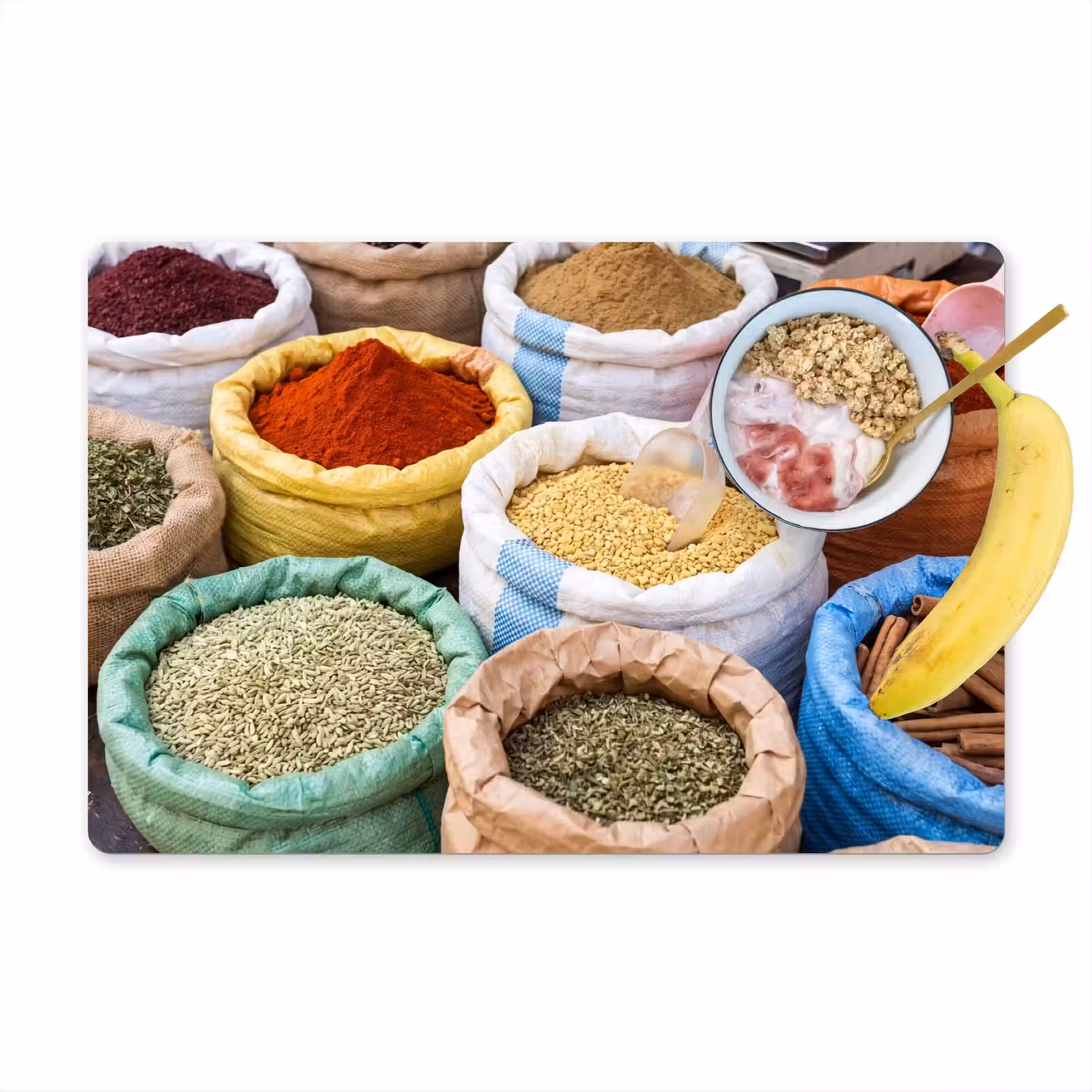 Tischset - 6 Stück - Gewürze – Beutel – Markt - Kruiden - Zakken - Markt Placemat vinyl groot