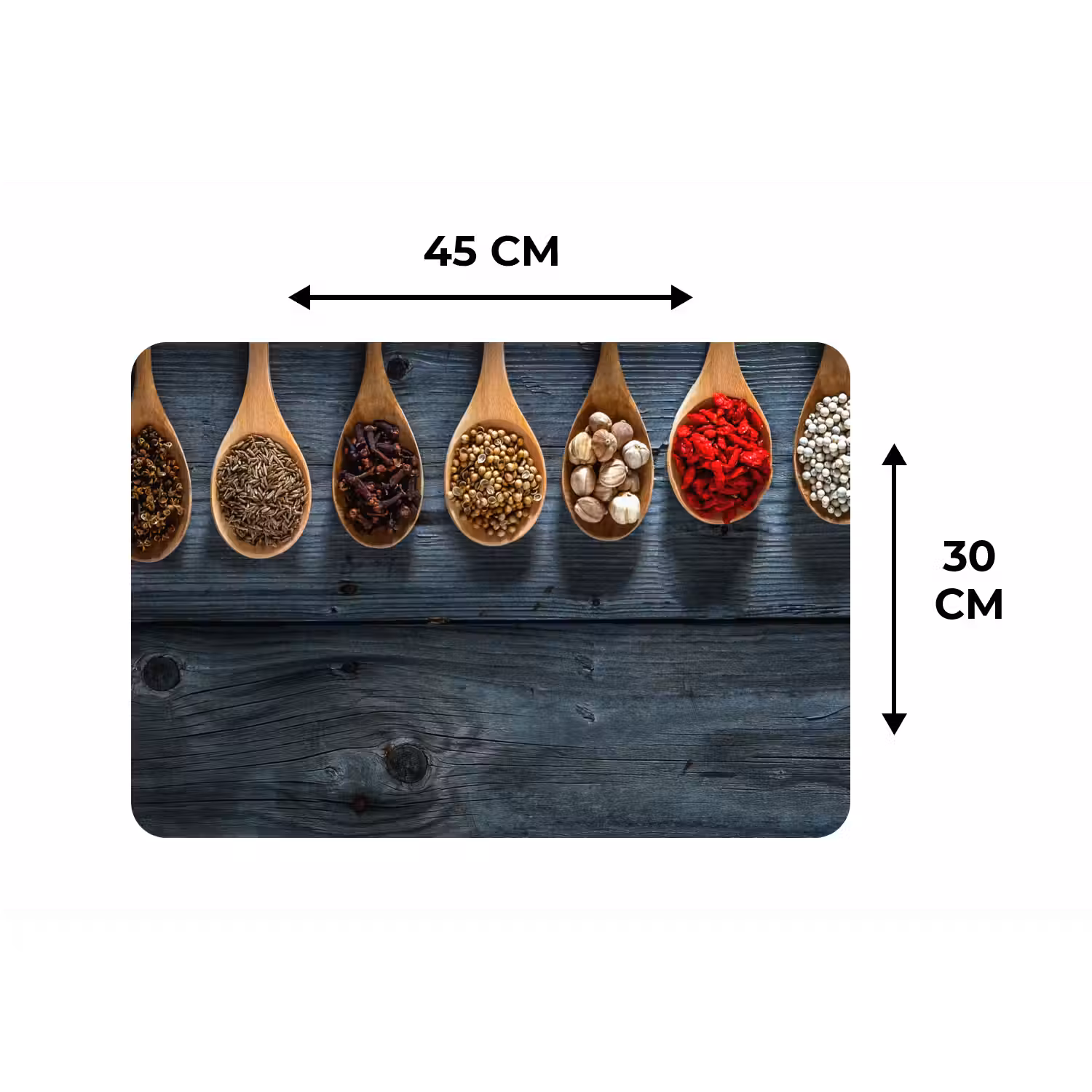Kruiden - Lepels - Hout - Keuken - Specerijen - Industrieel Placemat vinyl groot -specs
