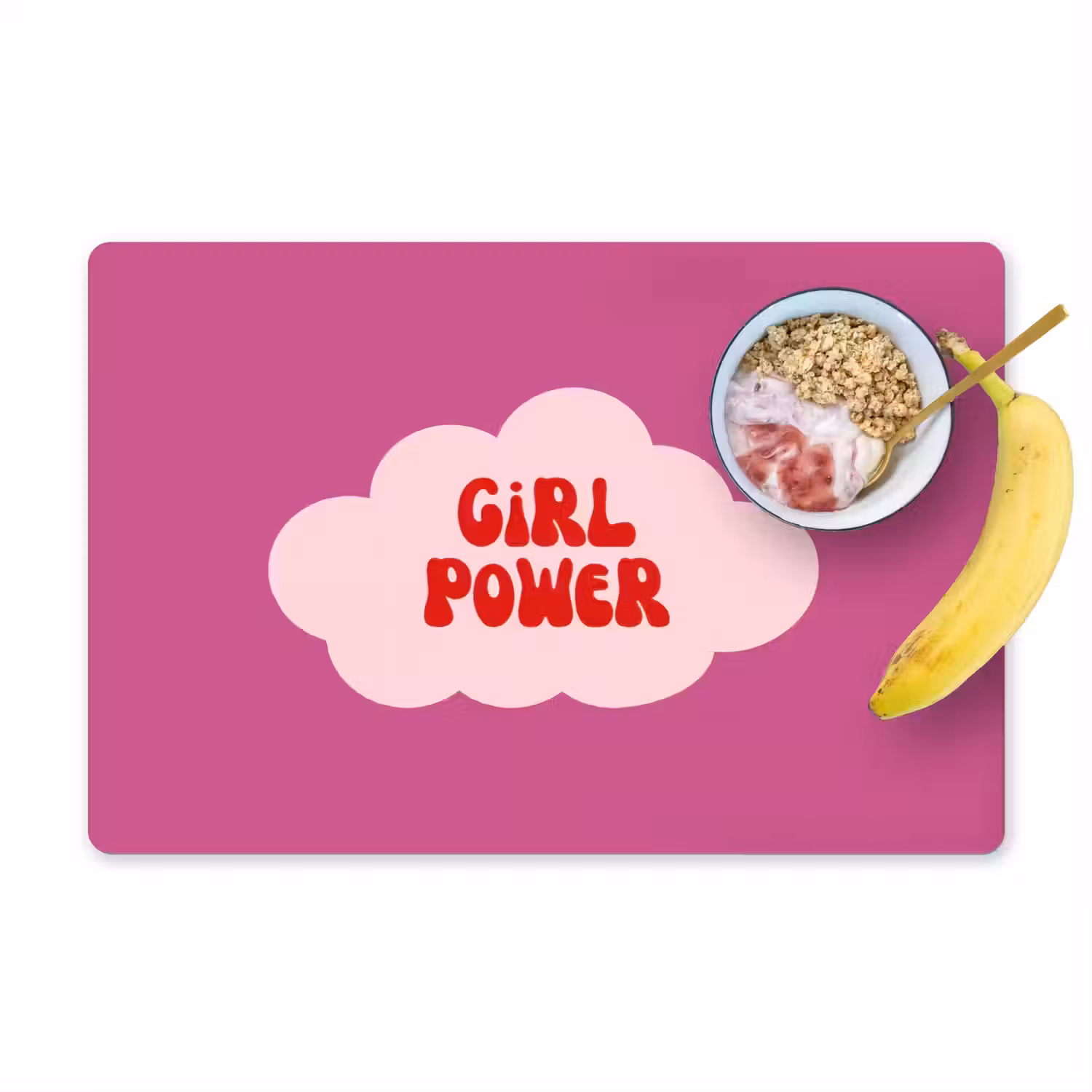 Girl power - Wolk - Roze Placemat vinyl groot -zzzproduct_Kitchenyeah-website