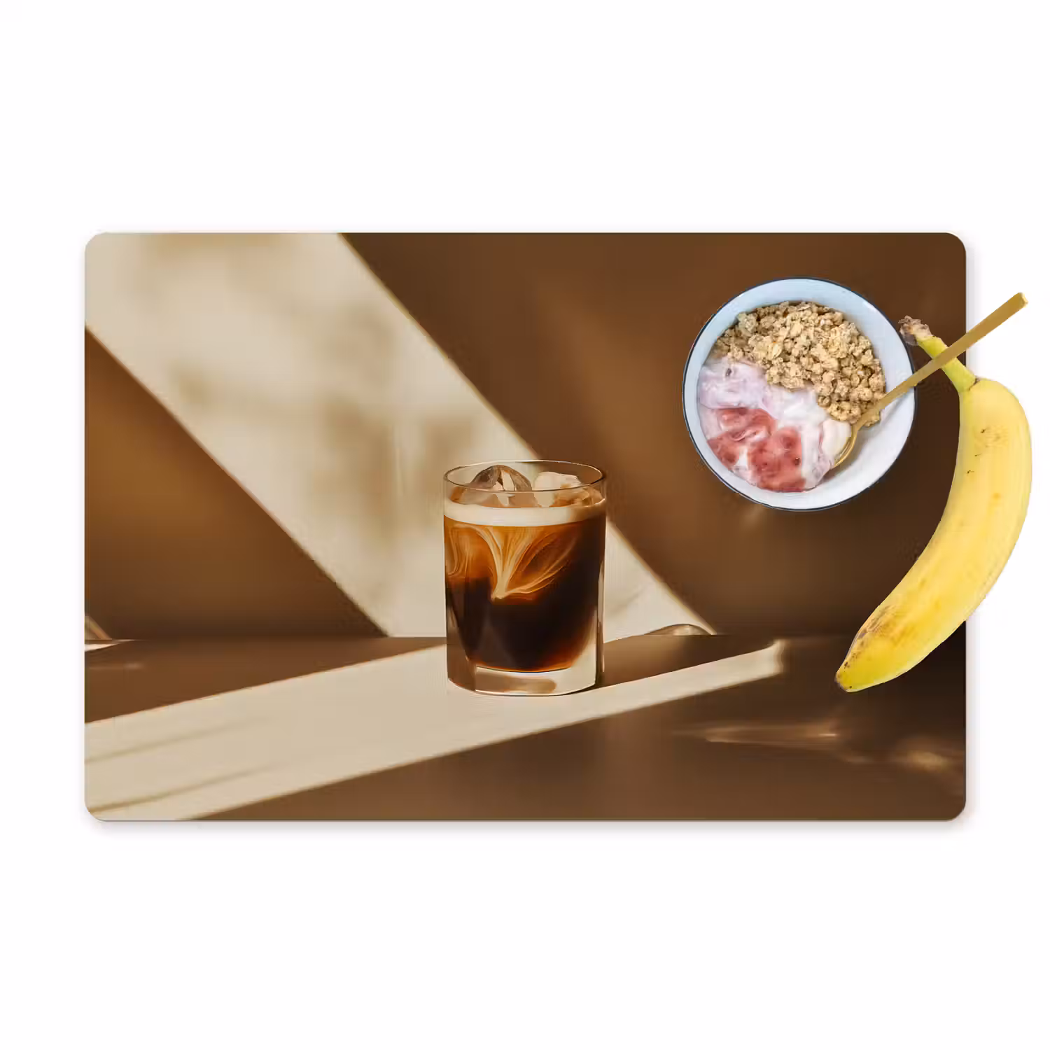 Glas - Ijskoffie - Schaduw - Bruin Placemat vinyl groot -zzzproduct_Kitchenyeah-website
