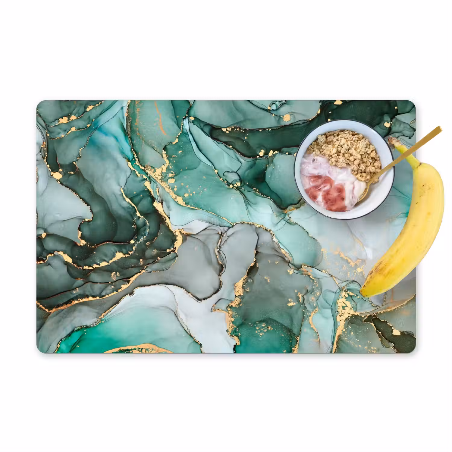 Goud - Marmer - Groen - Luxe - Marmerlook - Grijs Placemat vinyl groot -zzzproduct_Kitchenyeah-website