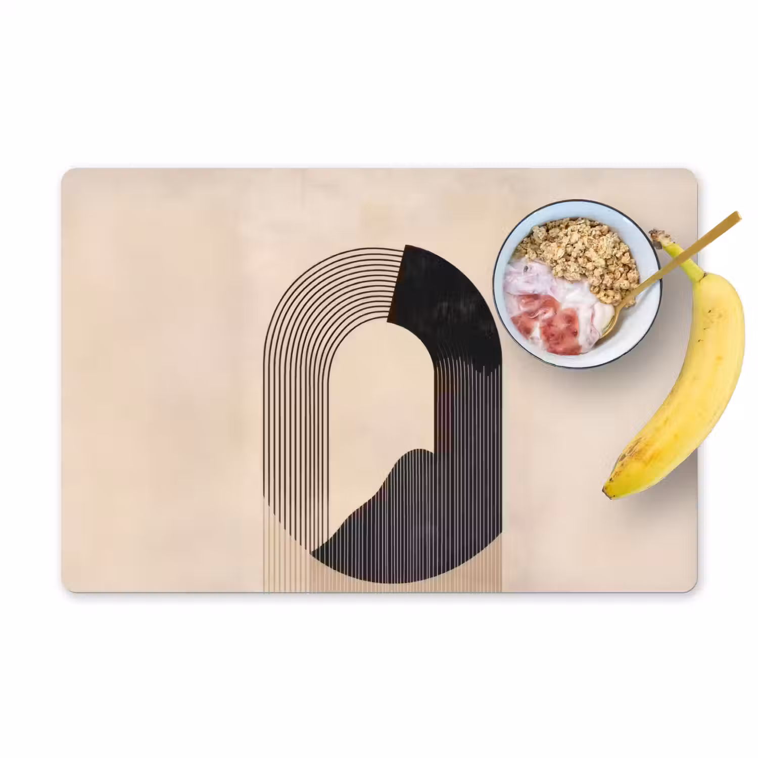 Grafisch gebogen motief - Beige Placemat vinyl groot -zzzproduct_Kitchenyeah-website