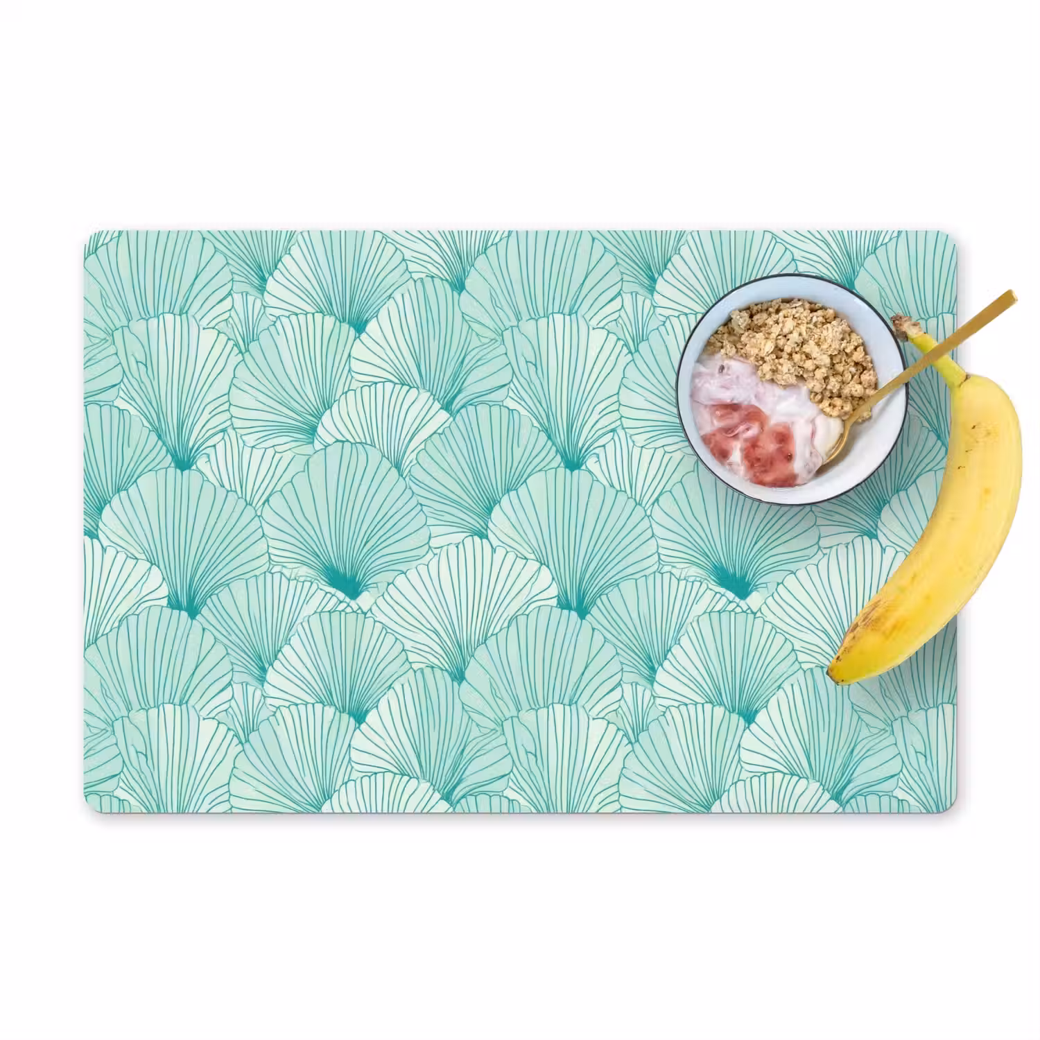 Groen - Wit - Ginko - Getekend - Textuur Placemat vinyl groot 368 -zzzproduct_Kitchenyeah-website