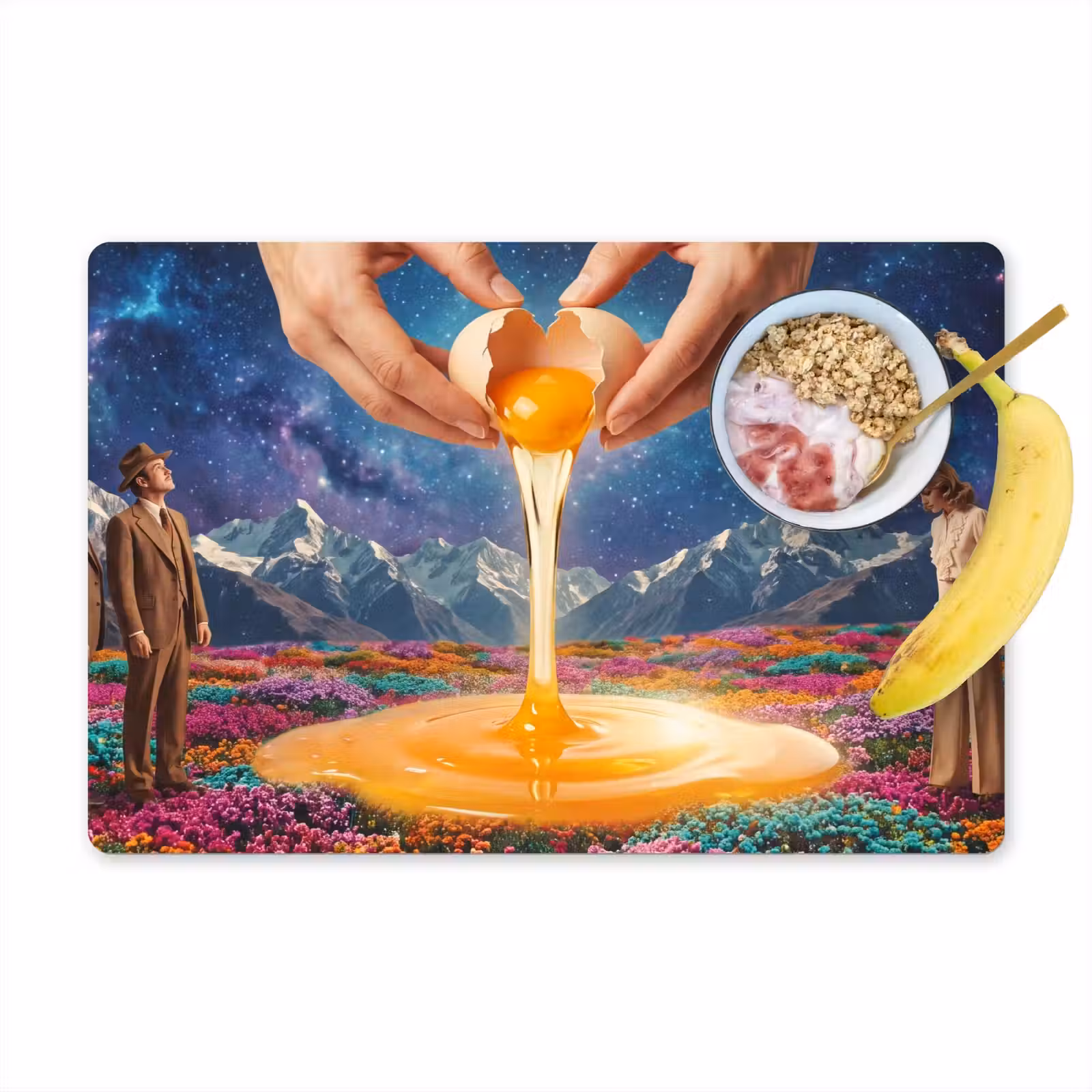 Tischset - 6 Stück - Hände – Ei – Surrealismus - Handen - Ei - Surrealisme Placemat vinyl groot