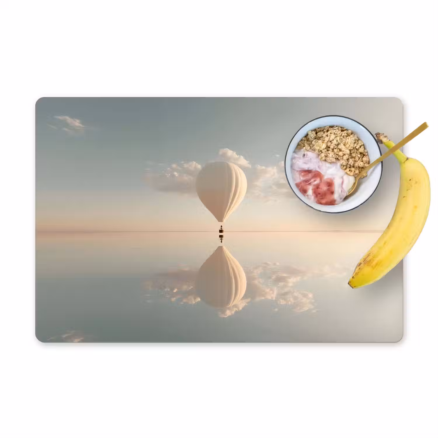 Luchtballon - Wolken - Water - Blauw Placemat vinyl groot -zzzproduct_Kitchenyeah-website