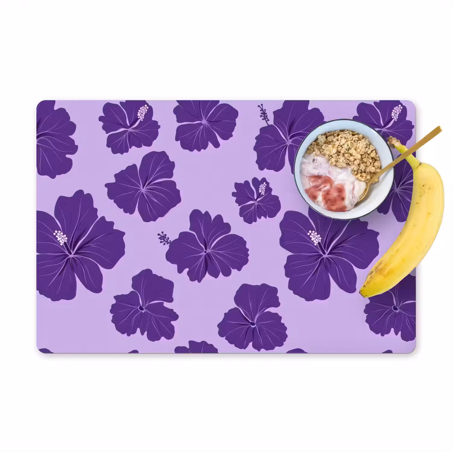 Hibiscus - Bloemen - Paars Placemat vinyl groot 368 -zzzproduct_Kitchenyeah-website