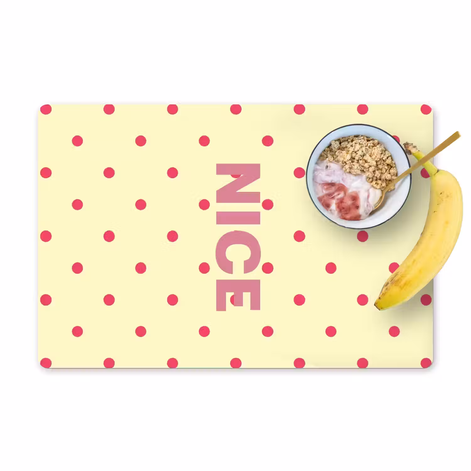 Nice - Stippen - Roze - Geel Placemat vinyl groot -zzzproduct_Kitchenyeah-website
