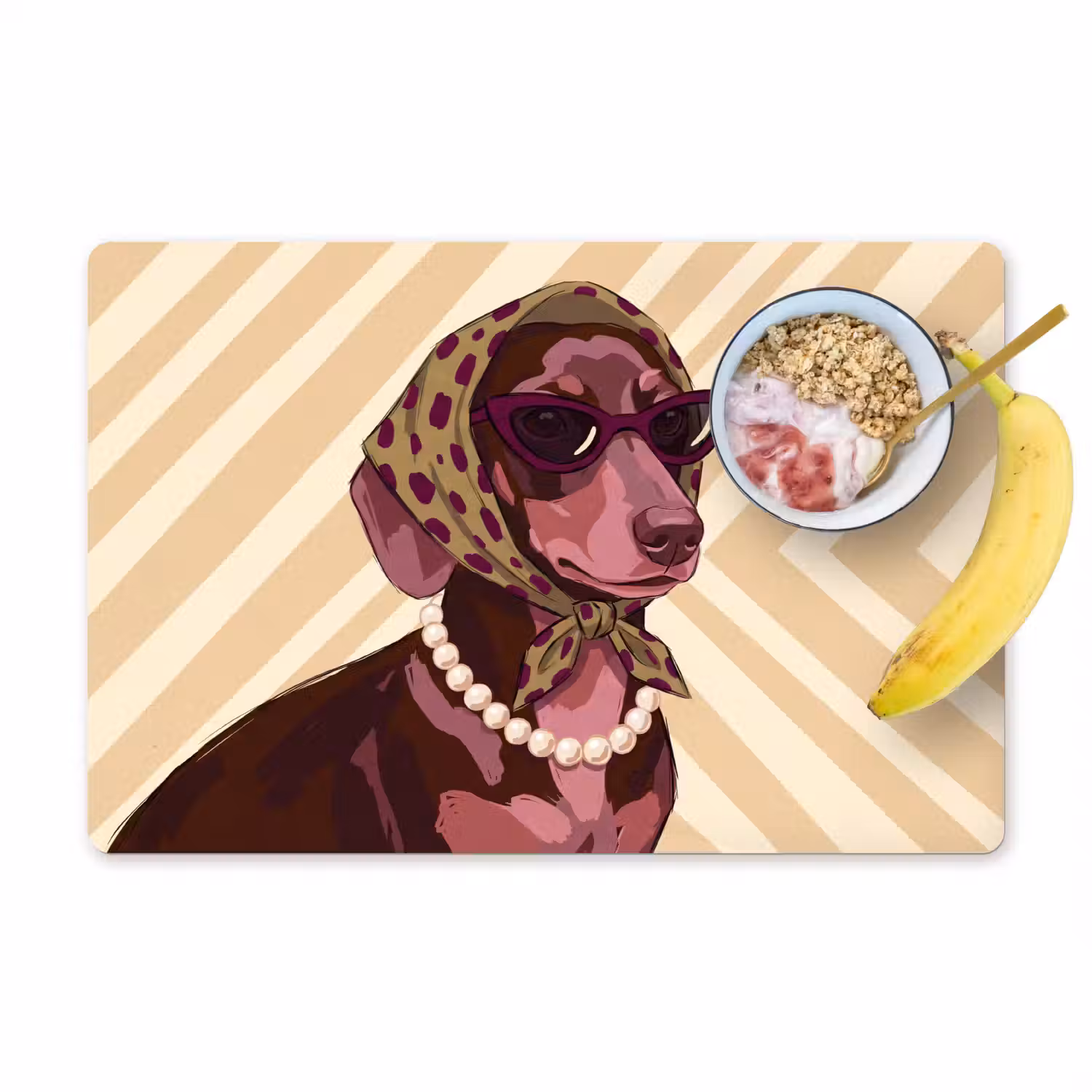 Hond - Zonnebril - Hoofddoek - Dieren - Modern Placemat vinyl groot -zzzproduct_Kitchenyeah-website