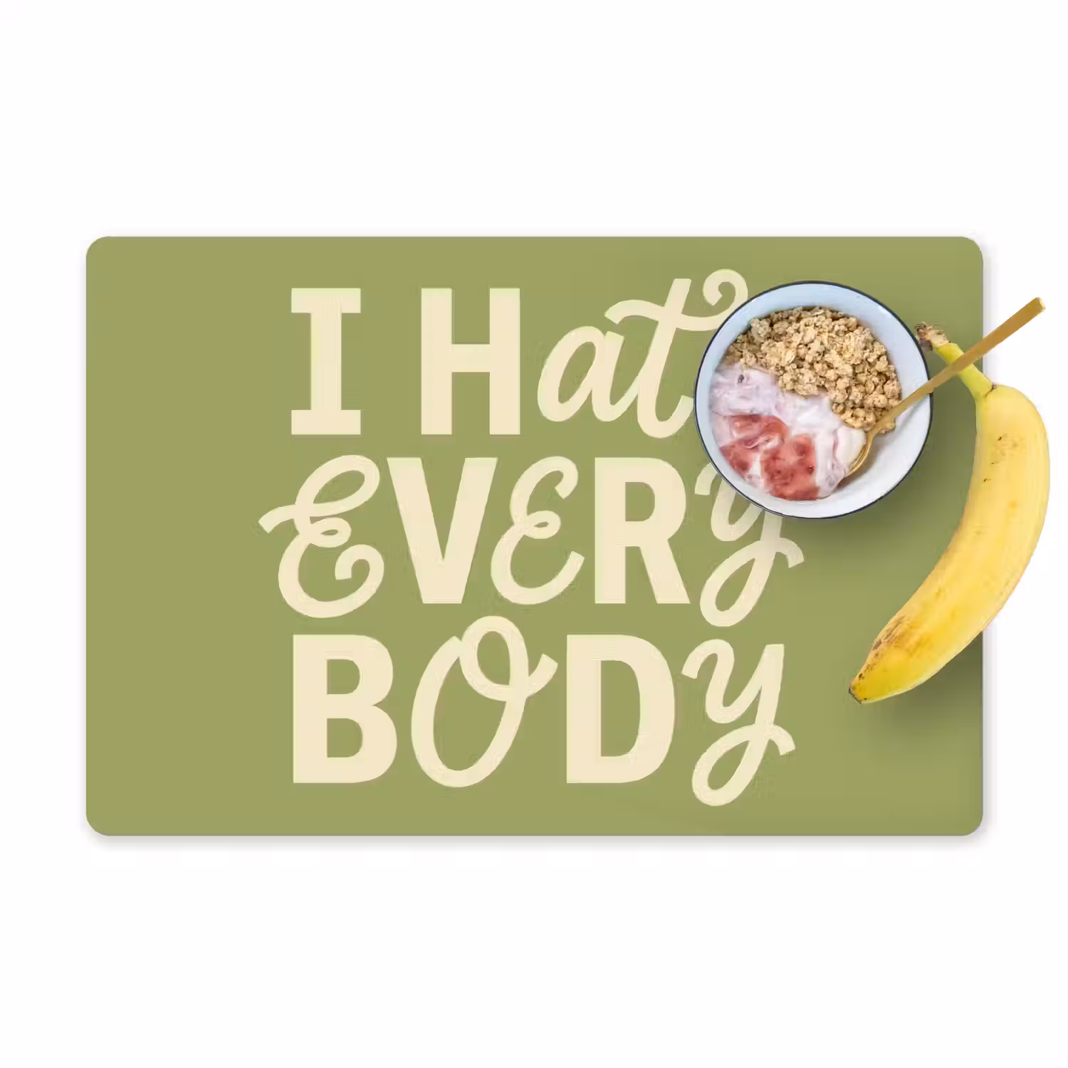 I hate everybody - Groen - Retro Placemat vinyl groot -zzzproduct_Kitchenyeah-website