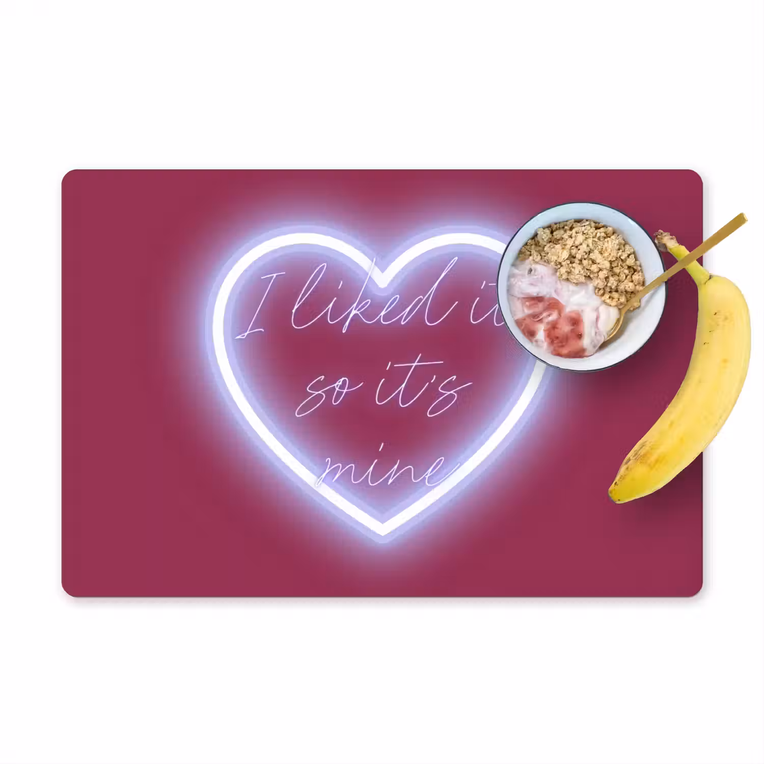 I liked it so it's mine - Neon hart - Roze Placemat vinyl groot -zzzproduct_Kitchenyeah-website
