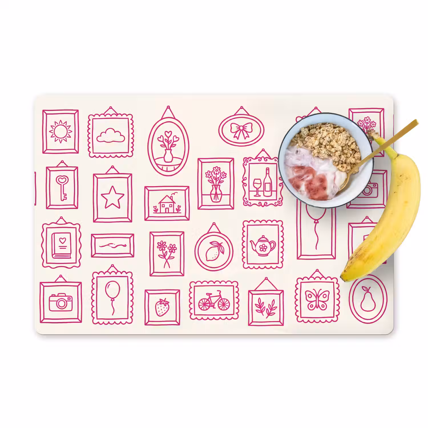 Illustratie - Collectie - Kunst - Minimalistisch - Roze Placemat vinyl groot -zzzproduct_Kitchenyeah-website
