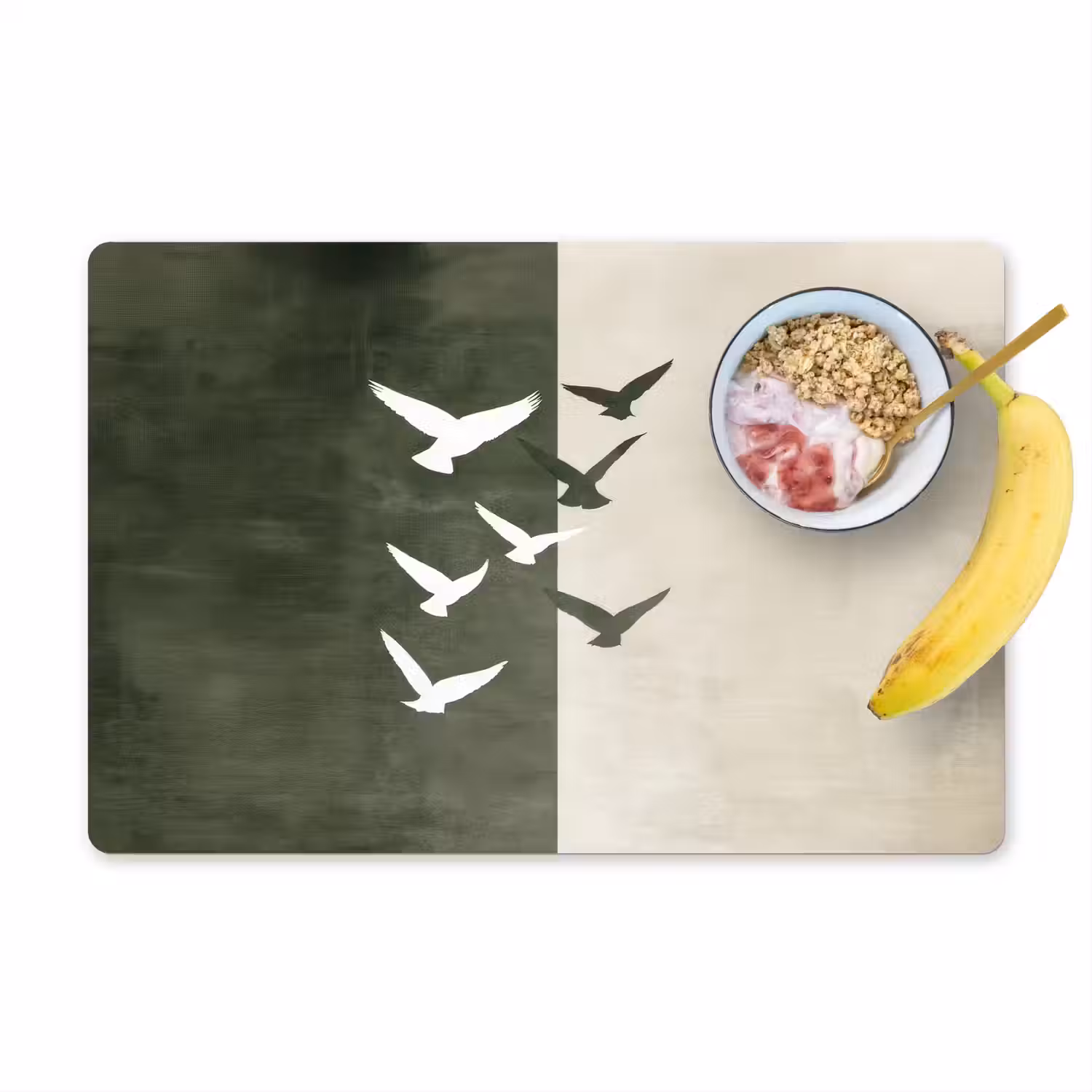 Japandi - Vogel - Groen Placemat vinyl groot -zzzproduct_Kitchenyeah-website