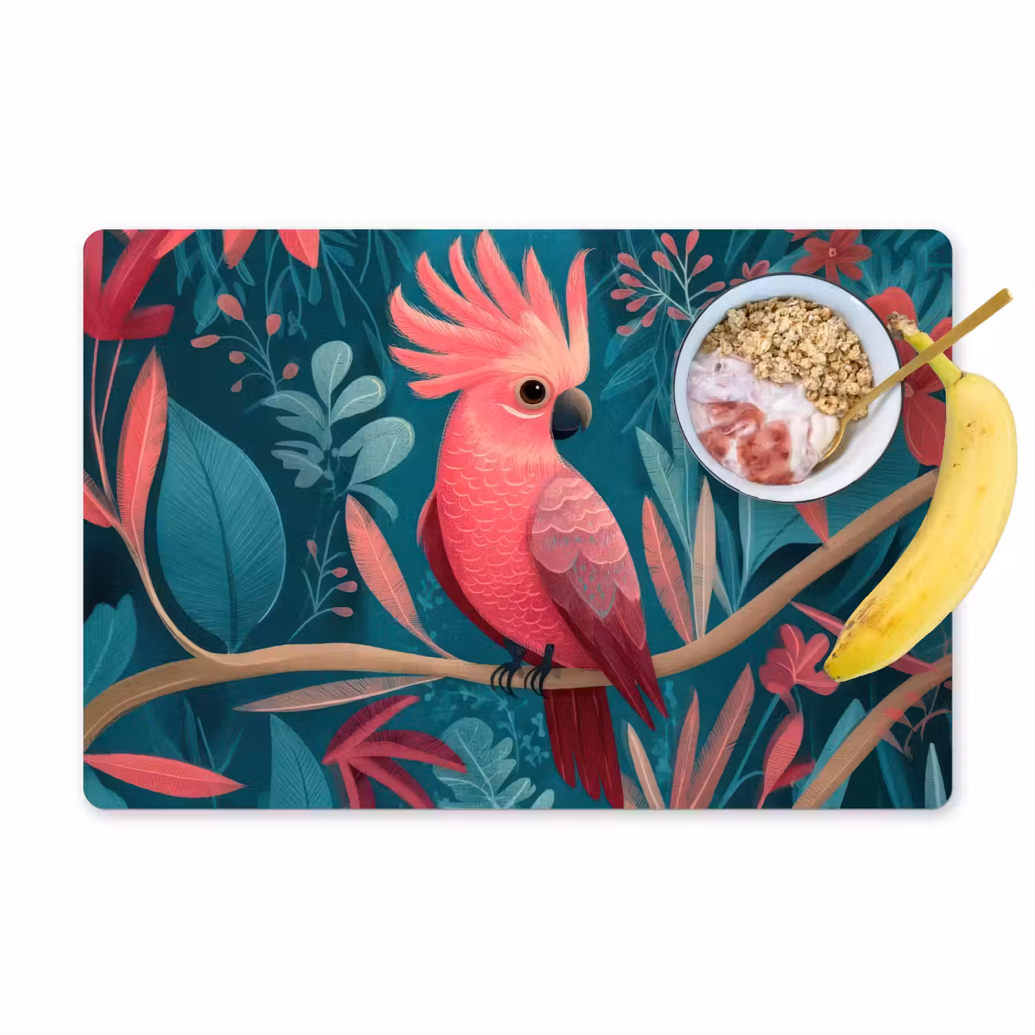 Kaketoe - Tropische bladeren - Tak Placemat vinyl groot -zzzproduct_Kitchenyeah-website
