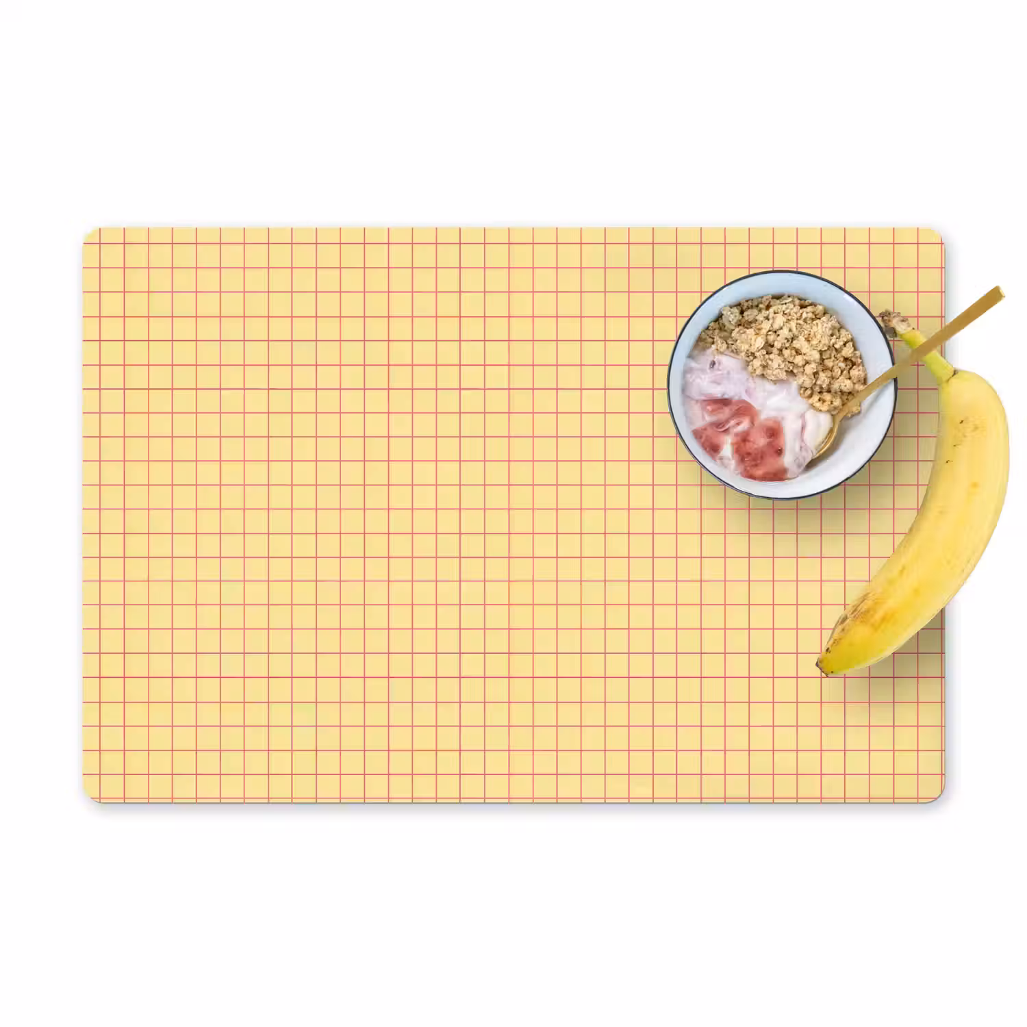 Ruitjes - Grid - Minimalistisch - Geel - Roze Placemat vinyl groot 368 -zzzproduct_Kitchenyeah-website