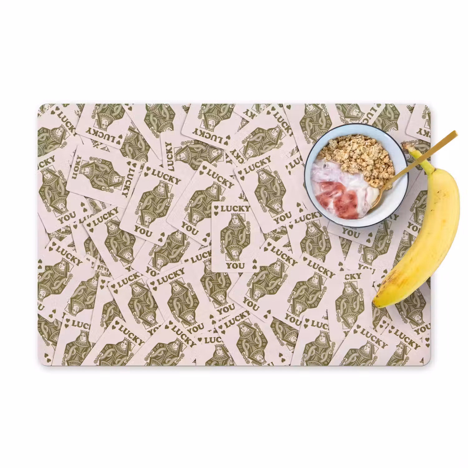 Kaarten - Koningin - Patroon - Groen - Spel Placemat vinyl groot -zzzproduct_Kitchenyeah-website