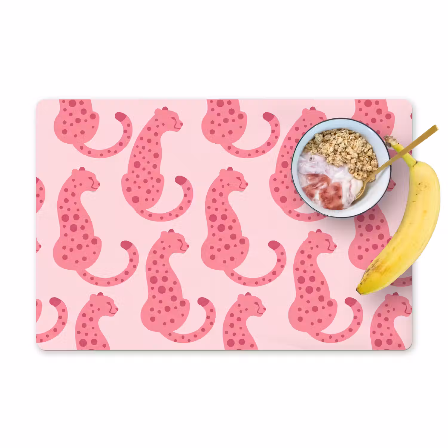 Kat - Gevlekt - Dieren - Patroon - Roze Placemat vinyl groot -zzzproduct_Kitchenyeah-website
