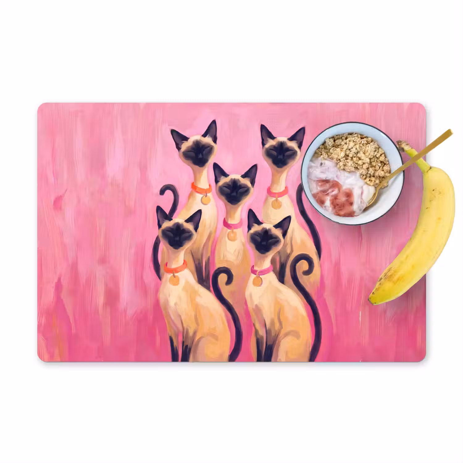 Kat - Groep - Dieren - Modern - Roze Placemat vinyl groot -zzzproduct_Kitchenyeah-website