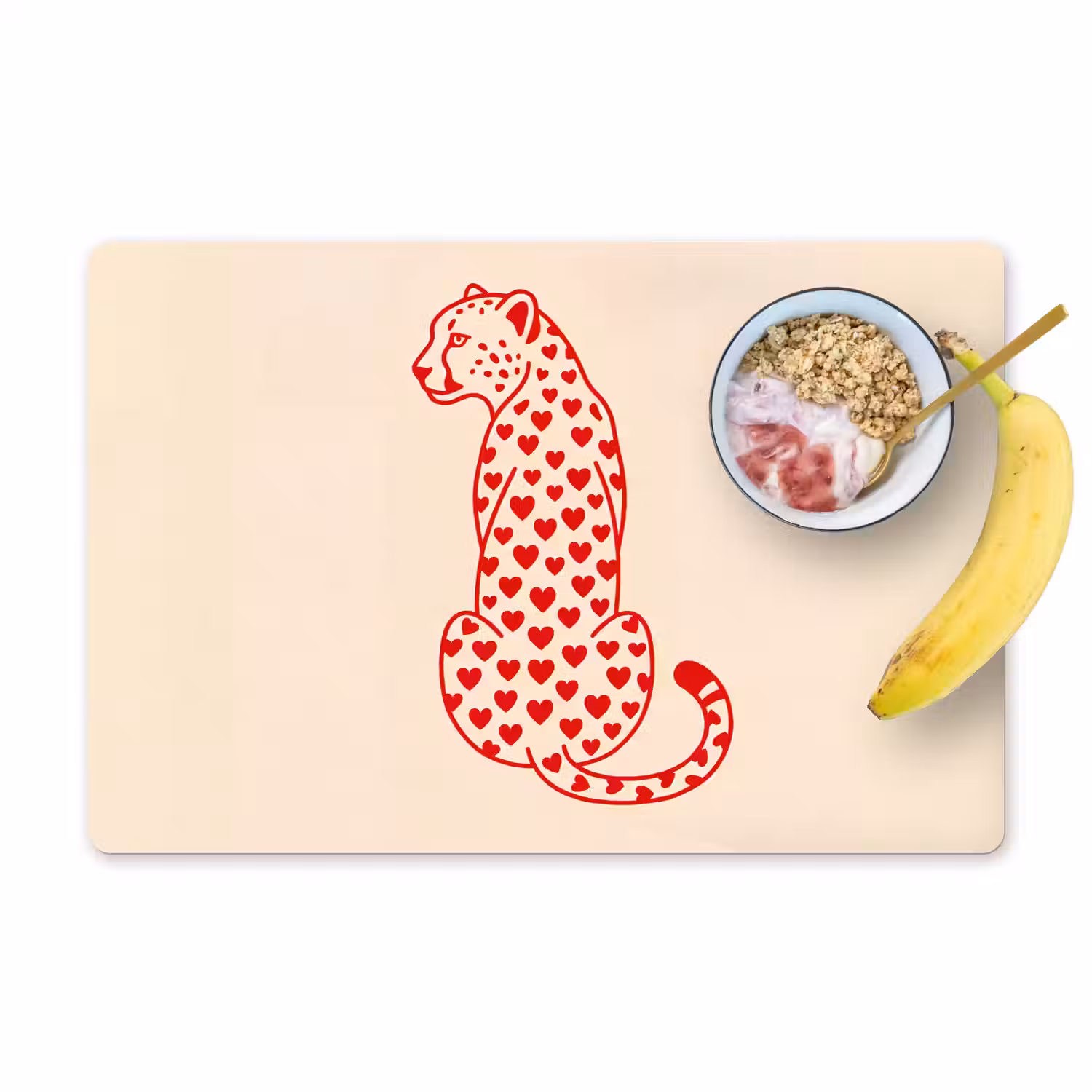 Kat - Harten - Dieren - Modern - Rood Placemat vinyl groot -zzzproduct_Kitchenyeah-website