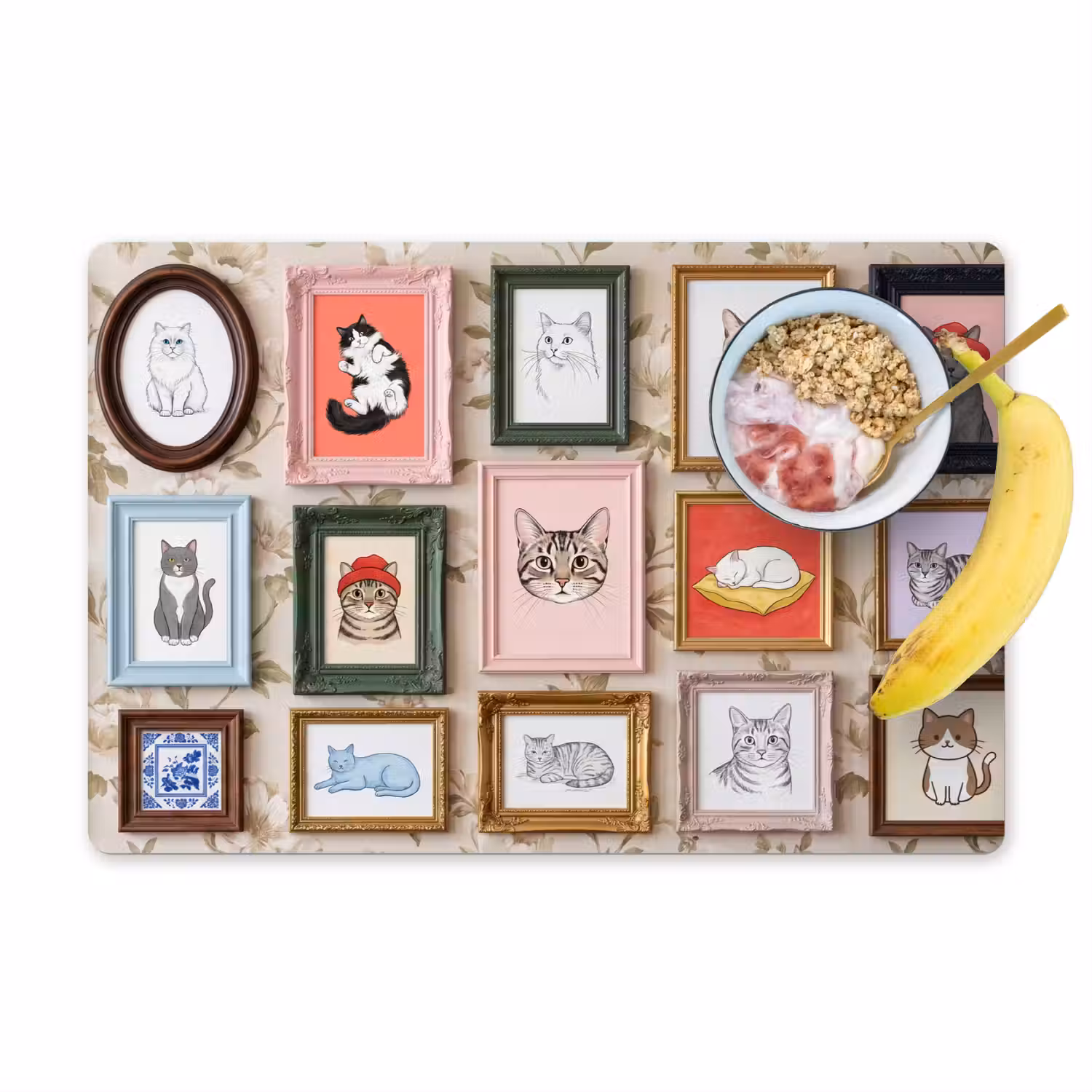 Kat - Portret - Dieren - Illustratie - Lijst Placemat vinyl groot -zzzproduct_Kitchenyeah-website