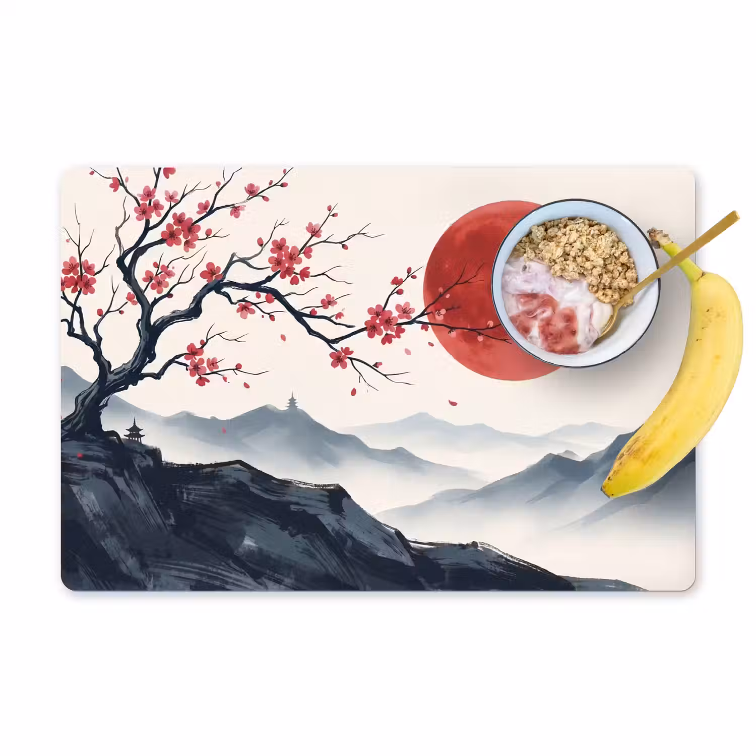 Kersenbloesem - Oosters - Rood Placemat vinyl groot -zzzproduct_Kitchenyeah-website