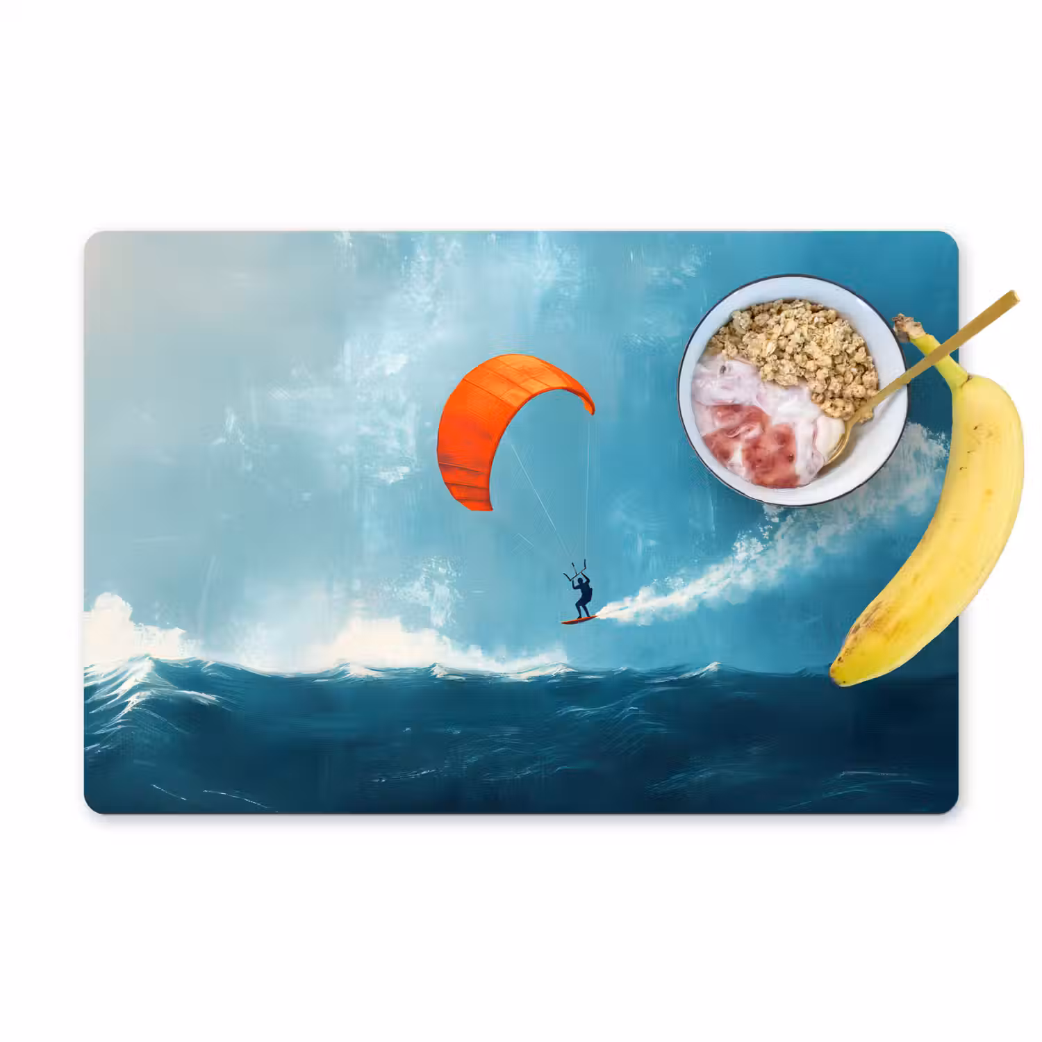 Kitesurfer - Oranje - Zee - Lucht Placemat vinyl groot -zzzproduct_Kitchenyeah-website