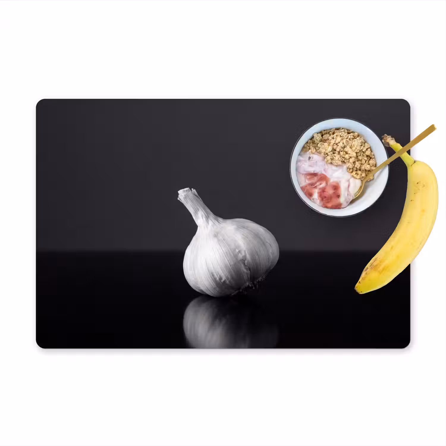 Knoflook - Zwart - Wit Placemat vinyl groot -zzzproduct_Kitchenyeah-website