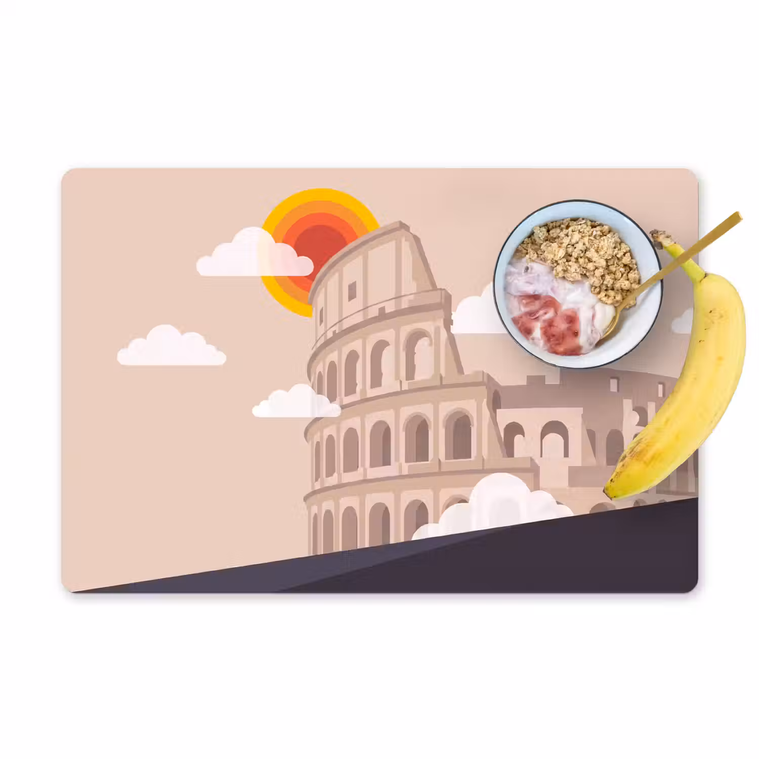 Colosseum - Zonsopgang - Rome - Architectuur - Beige Placemat vinyl groot -zzzproduct_Kitchenyeah-website