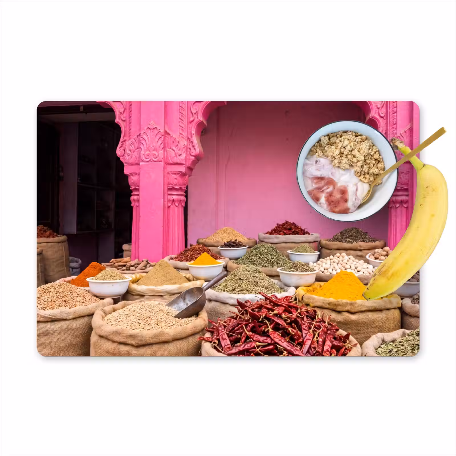 Tischset - 6 Stück - Kräuter – Markt – Rosa - Kruiden - Markt - Roze Placemat vinyl groot