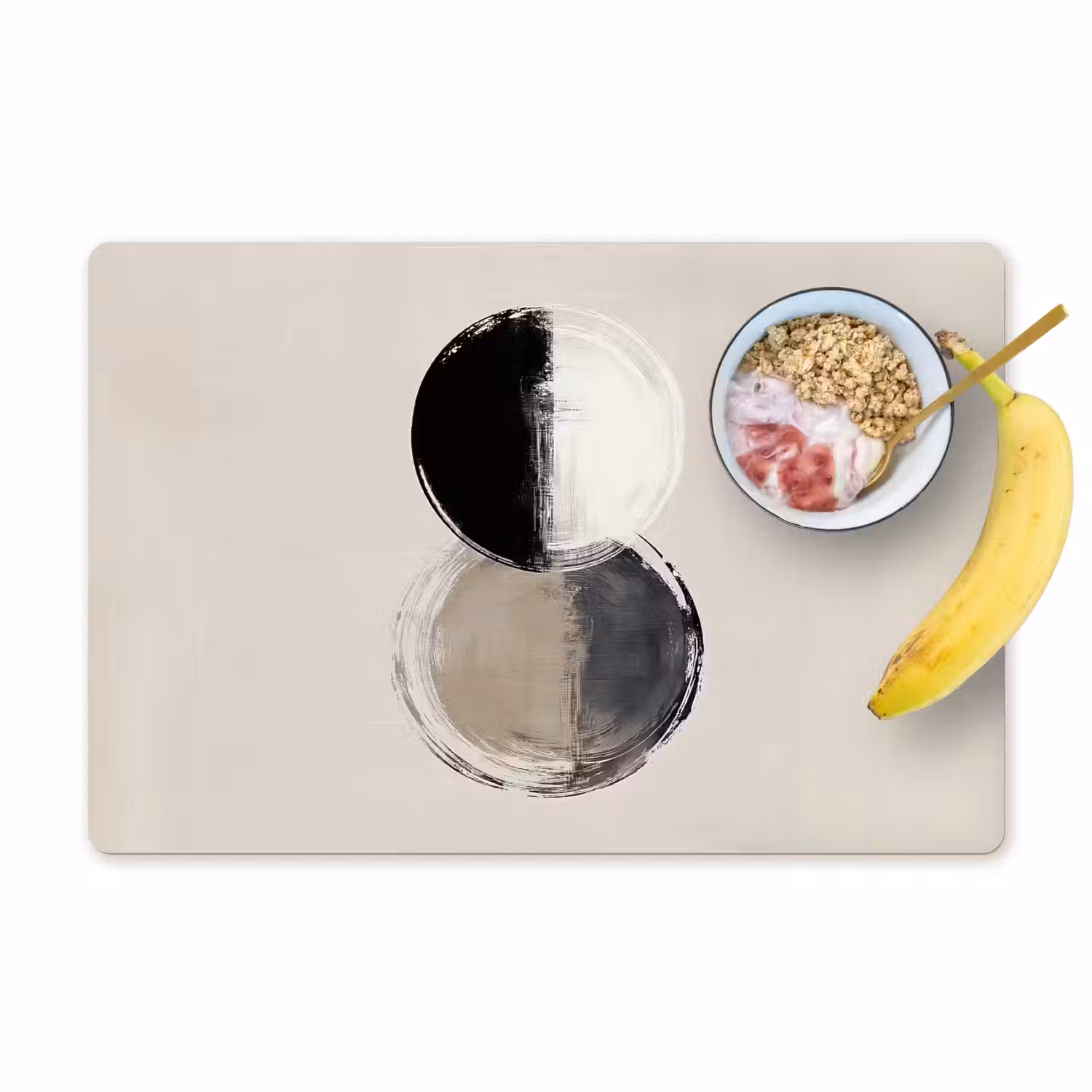 Cirkels - Strepen - Minimalistisch - Zwart Placemat vinyl groot -zzzproduct_Kitchenyeah-website