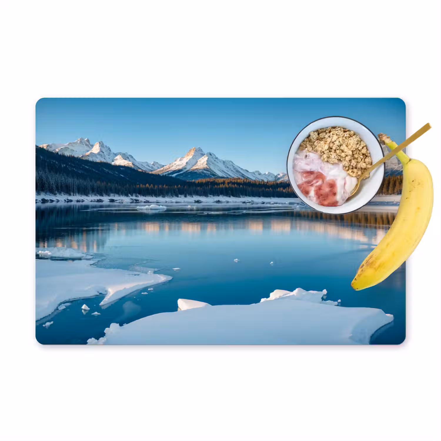 Landschap - Winter - Meer - Bergen - Uitzicht - IJs Placemat vinyl groot -zzzproduct_Kitchenyeah-website