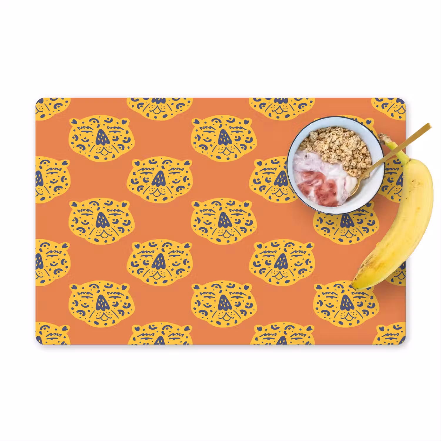 Luipaard - Gezichten - Stippen - Oranje Placemat vinyl groot 368 -zzzproduct_Kitchenyeah-website
