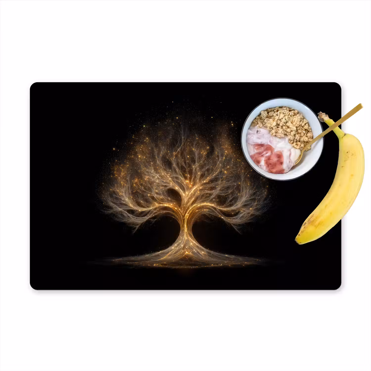 Lichtjes - Boom - Abstract - Zwart Placemat vinyl groot -zzzproduct_Kitchenyeah-website