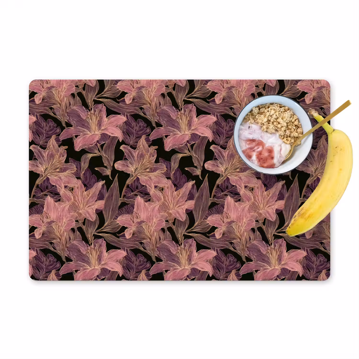 Lelies - Patroon - Paars - Goud Placemat vinyl groot 368 -zzzproduct_Kitchenyeah-website