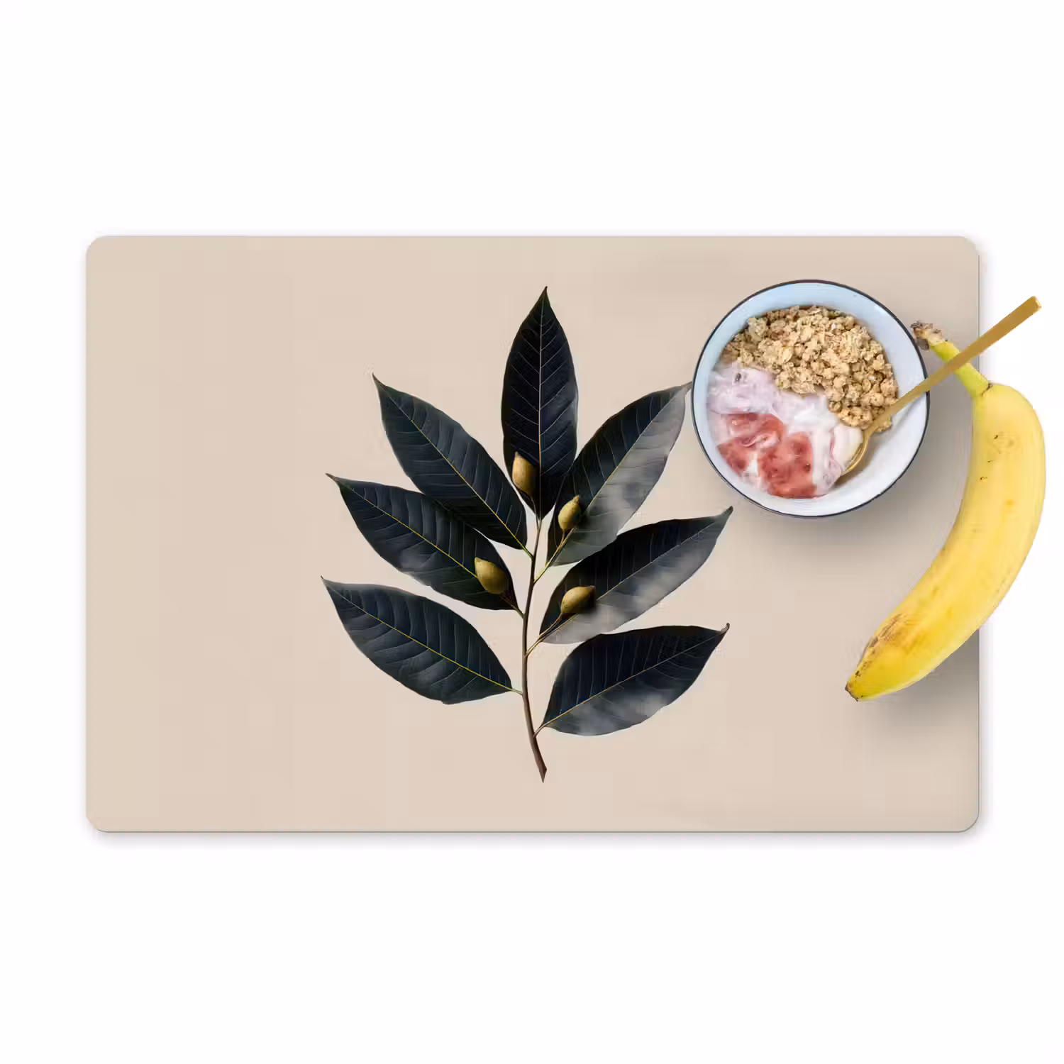 Laurierbladeren - Bloemknoppen - subtiel Placemat vinyl groot -zzzproduct_Kitchenyeah-website