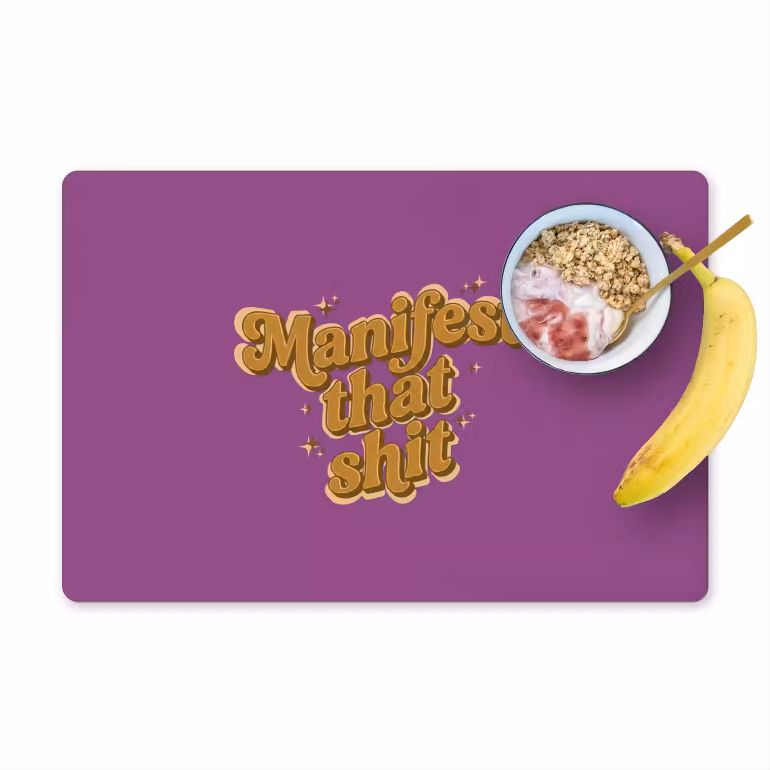 Manifest that shit - Paars - Glitter Placemat vinyl groot -zzzproduct_Kitchenyeah-website