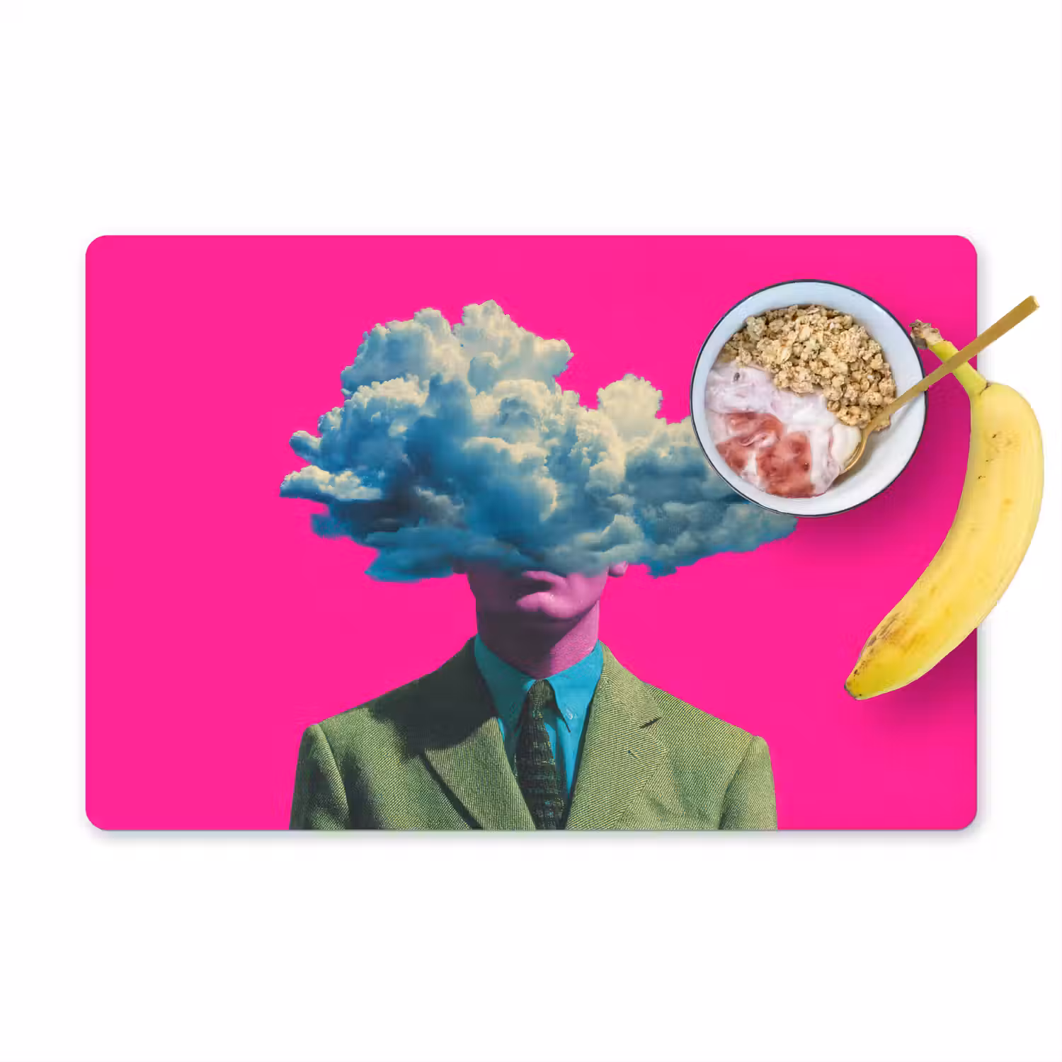 Man - Pak - Wolk - Roze Placemat vinyl groot -zzzproduct_Kitchenyeah-website