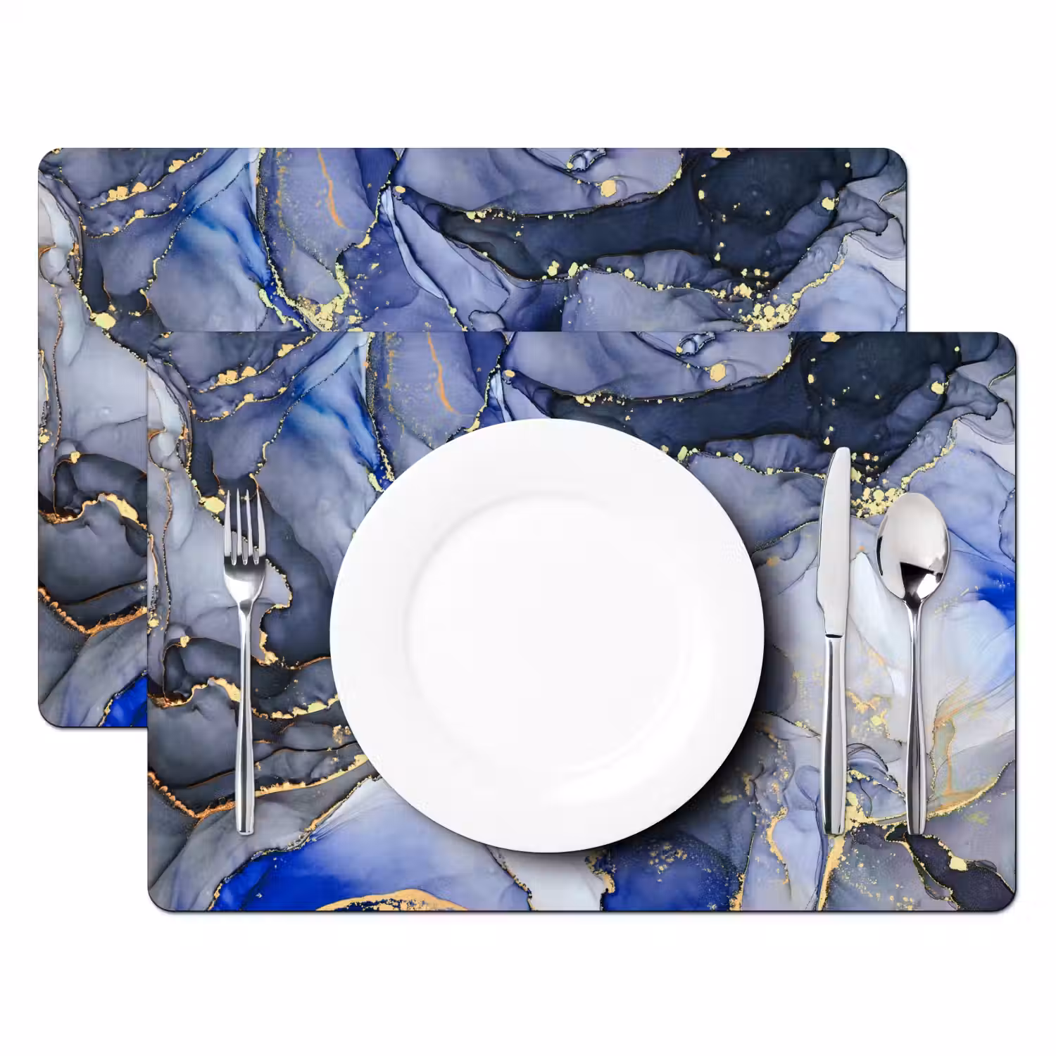 Marmer - Goud - Abstract - Blauw Placemat vinyl groot -zzsfeer2_Kitchenyeah-website