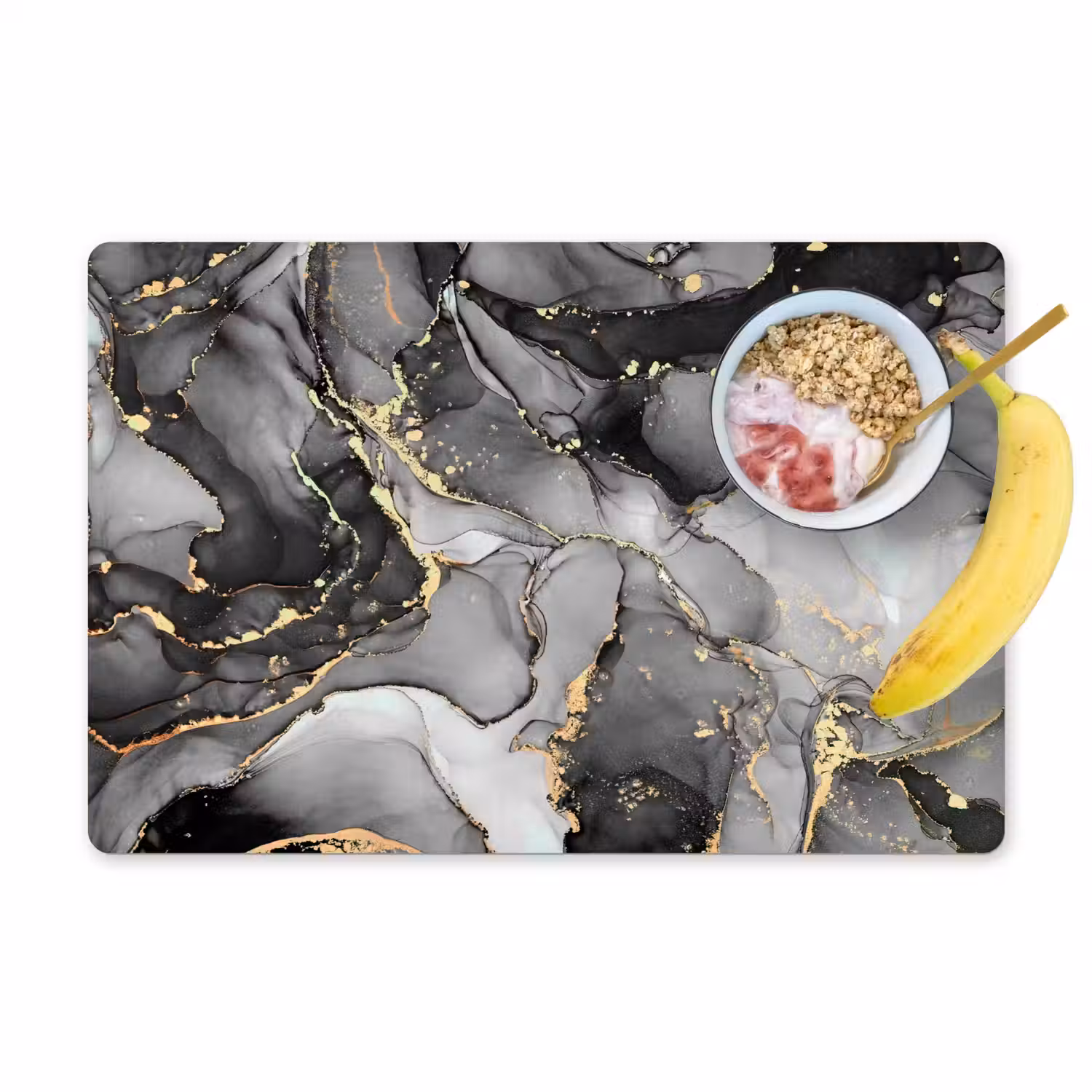 Marmer - Zwart - Goud - Grijs Placemat vinyl groot -zzzproduct_Kitchenyeah-website