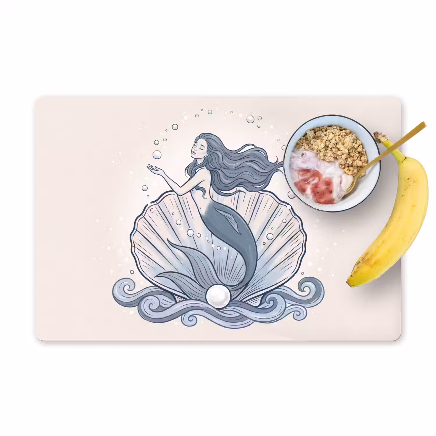 Zeemeermin - Schelp - Zee - Fantasie - Blauw Placemat vinyl groot -zzzproduct_Kitchenyeah-website