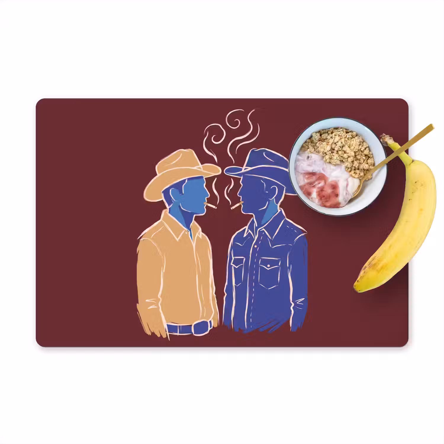 Mensen - Profiel - Sigaret - Abstract - Kunst Placemat vinyl groot -zzzproduct_Kitchenyeah-website