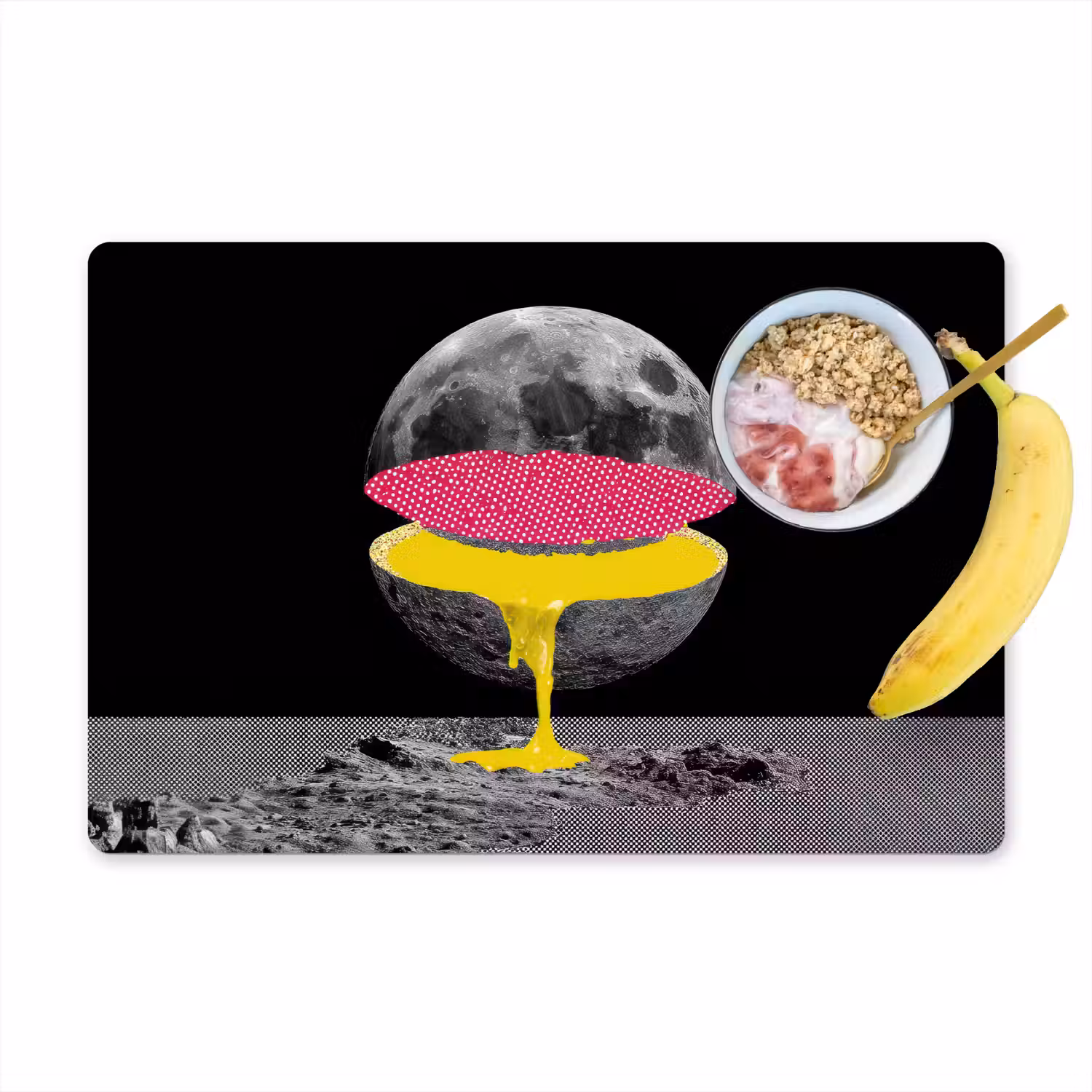 Maan - Geel - Roze - Zwart Placemat vinyl groot -zzzproduct_Kitchenyeah-website