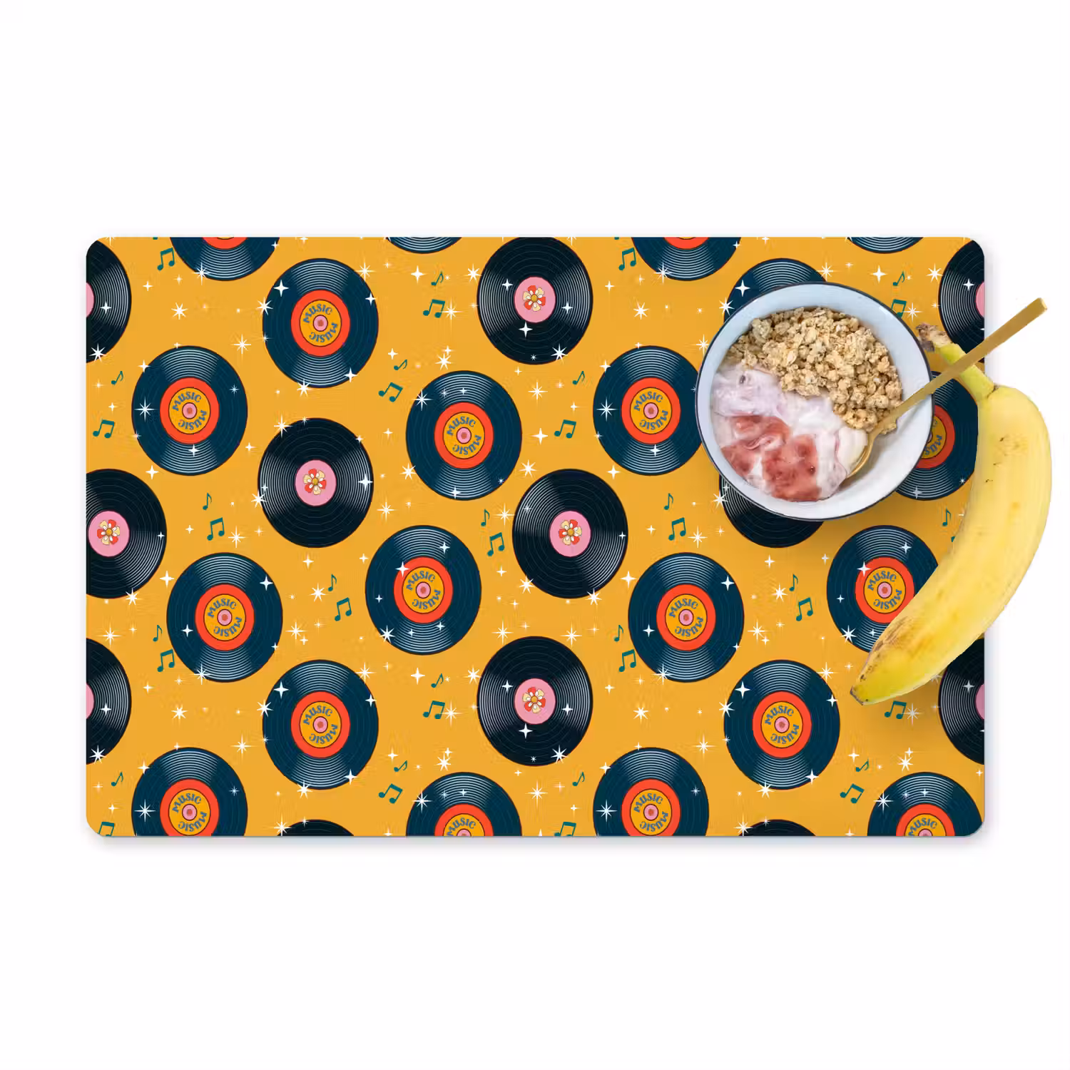 Muziek - Patroon - Geel Placemat vinyl groot 368 -zzzproduct_Kitchenyeah-website