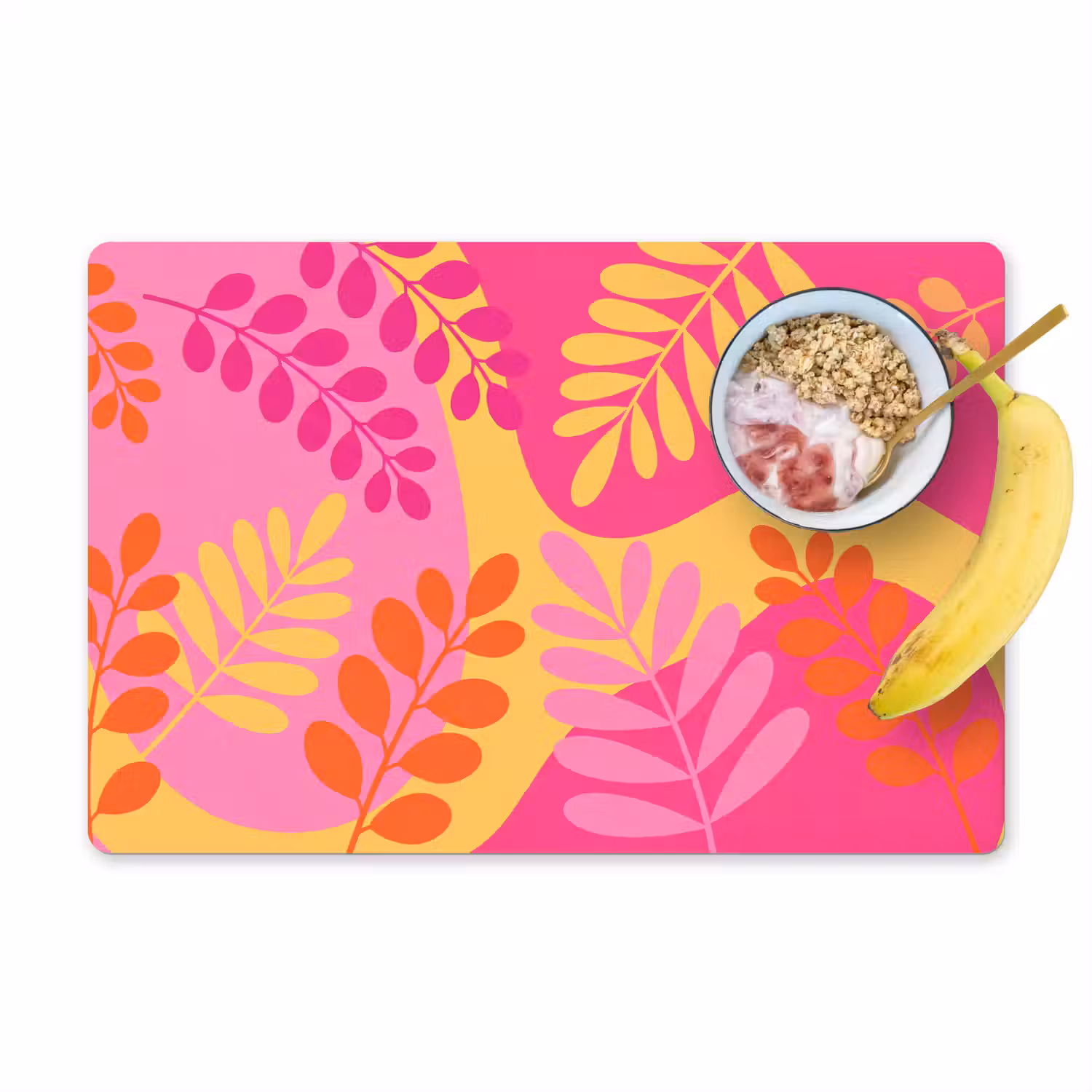 Natuur - Bladeren - Abstract - Roze - Geel Placemat vinyl groot -zzzproduct_Kitchenyeah-website