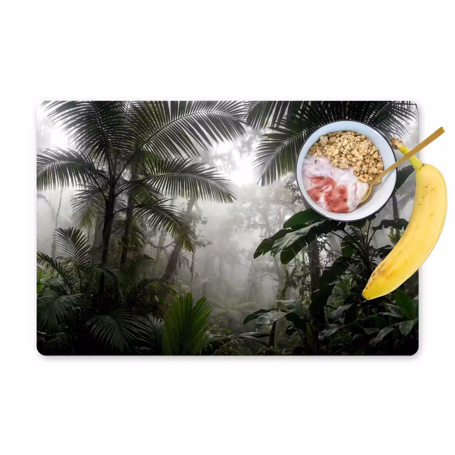 Natuur - Jungle - Mist - Groen - Bladeren Placemat vinyl groot -zzzproduct_Kitchenyeah-website