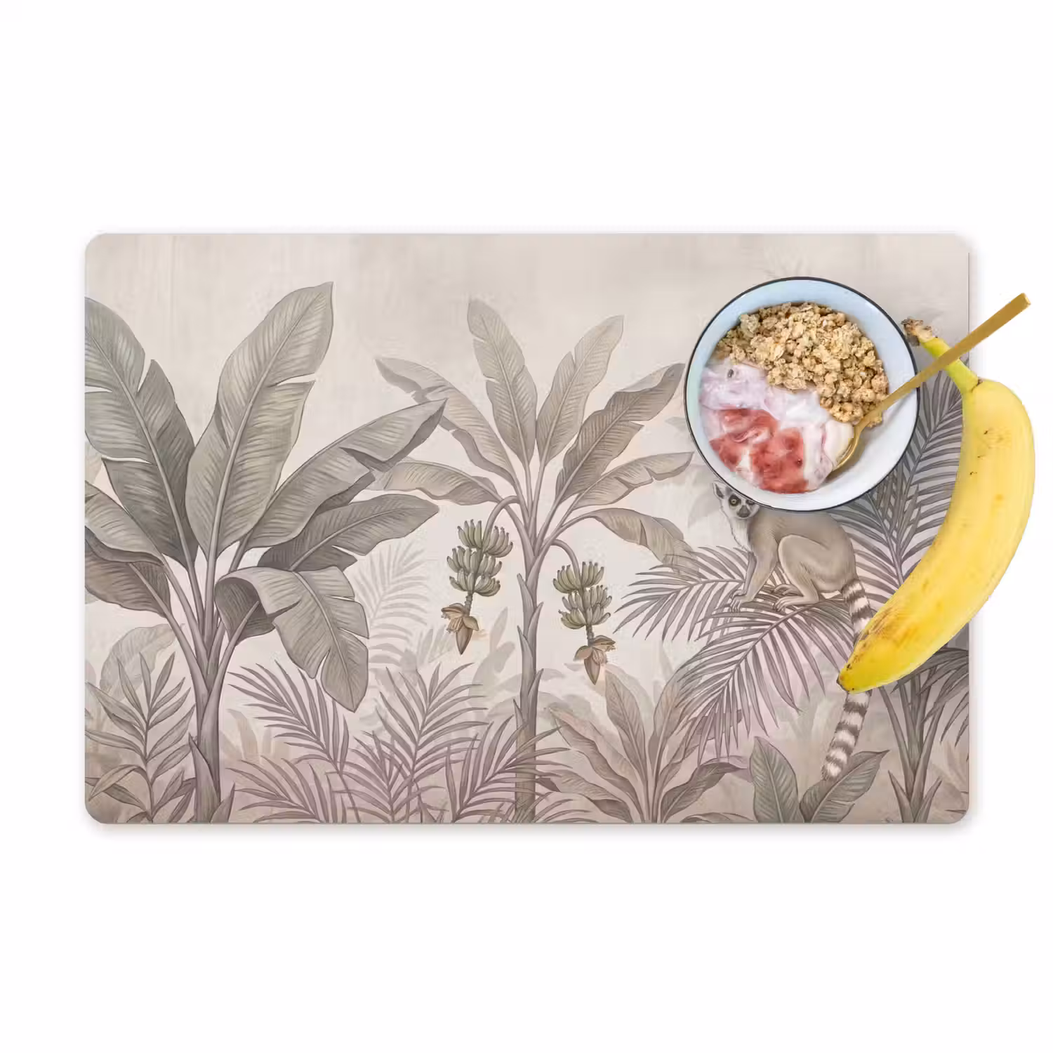 Natuur - Jungle - Ringstaartmaki - Bruin Placemat vinyl groot -zzzproduct_Kitchenyeah-website