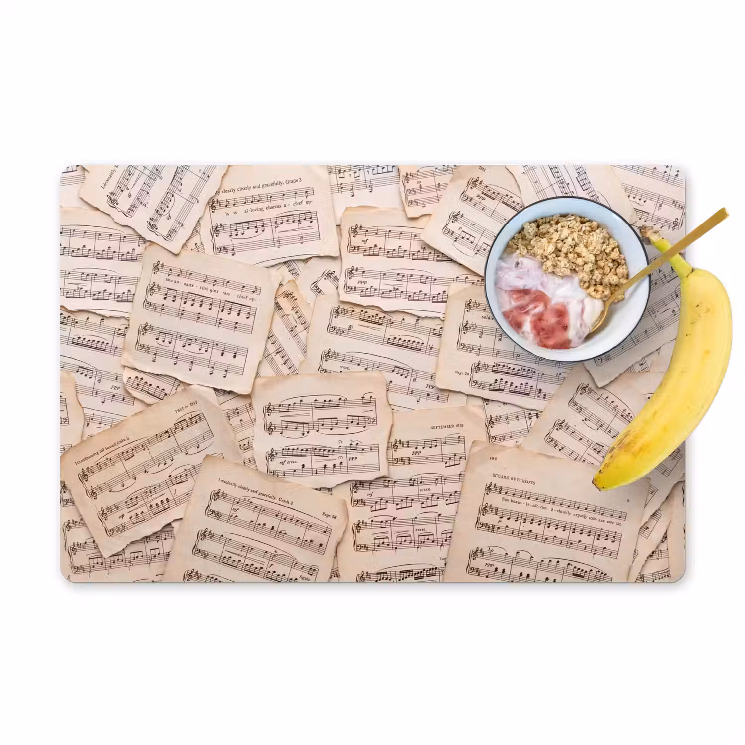 Bladmuziek - Oud - Noten - Vintage - Beige Placemat vinyl groot -zzzproduct_Kitchenyeah-website